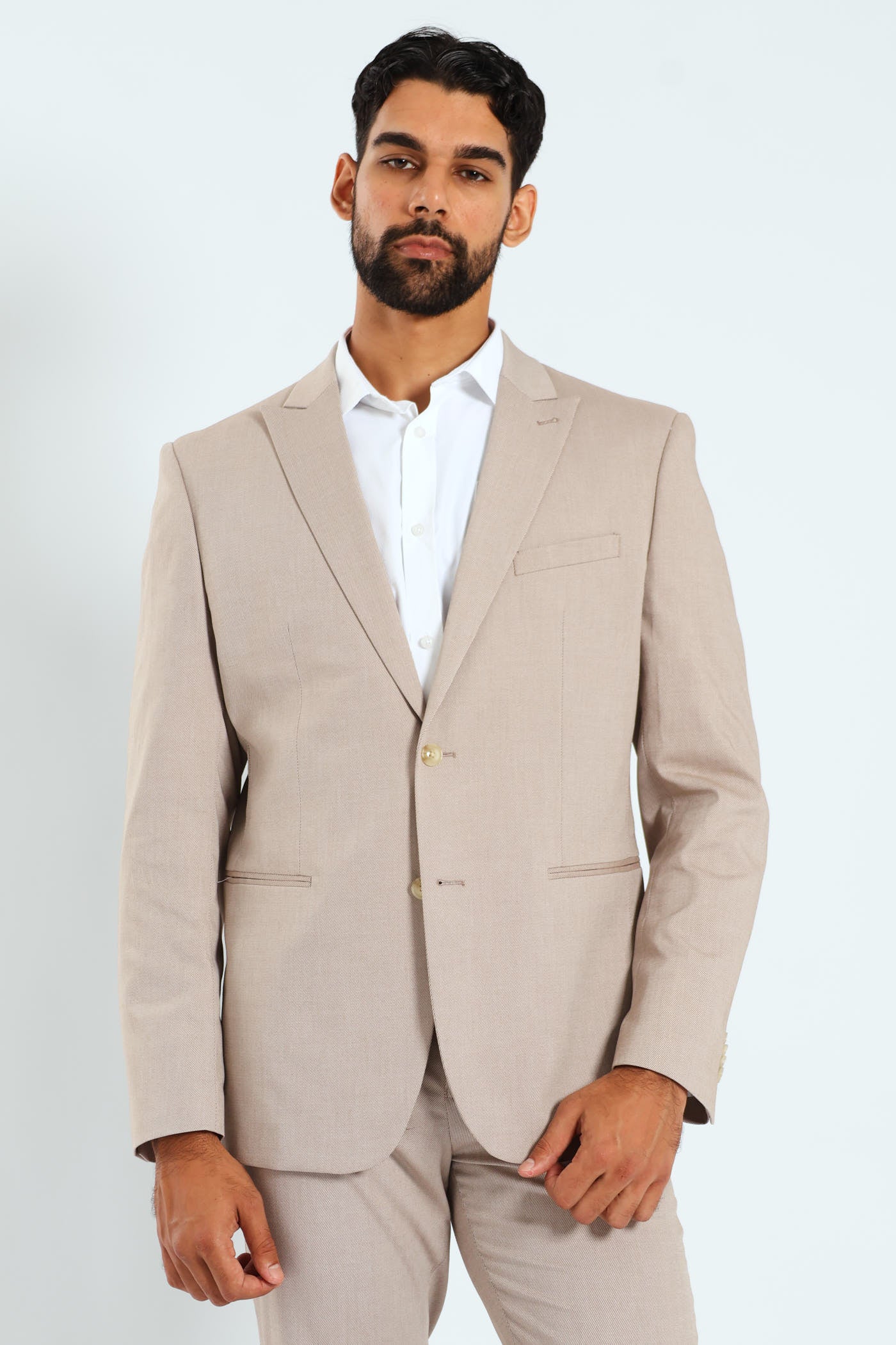 Regular Twill Suit Jacket - Natural - Image 3