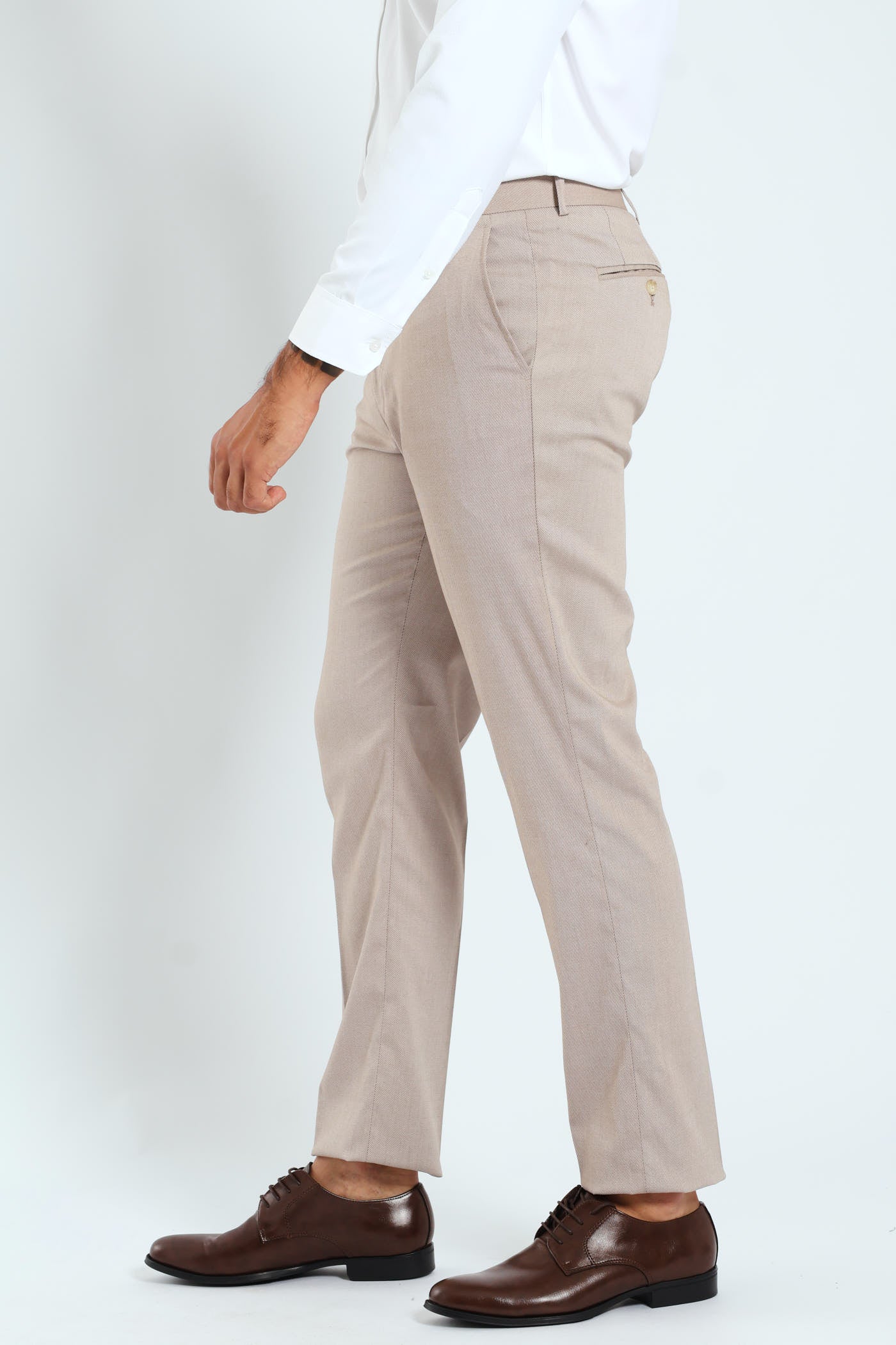 Regular Twill Suit Trousers - Natural - Image 4