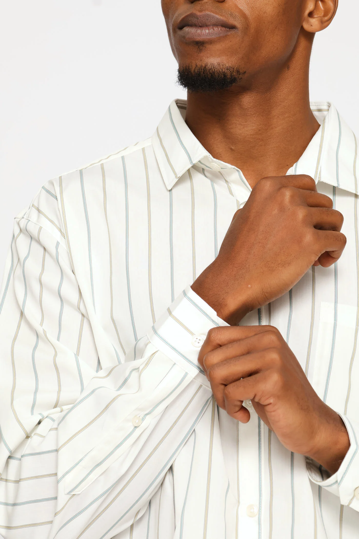 Regular Two-Tone Stripe Print Shirt - Multi - Image 4