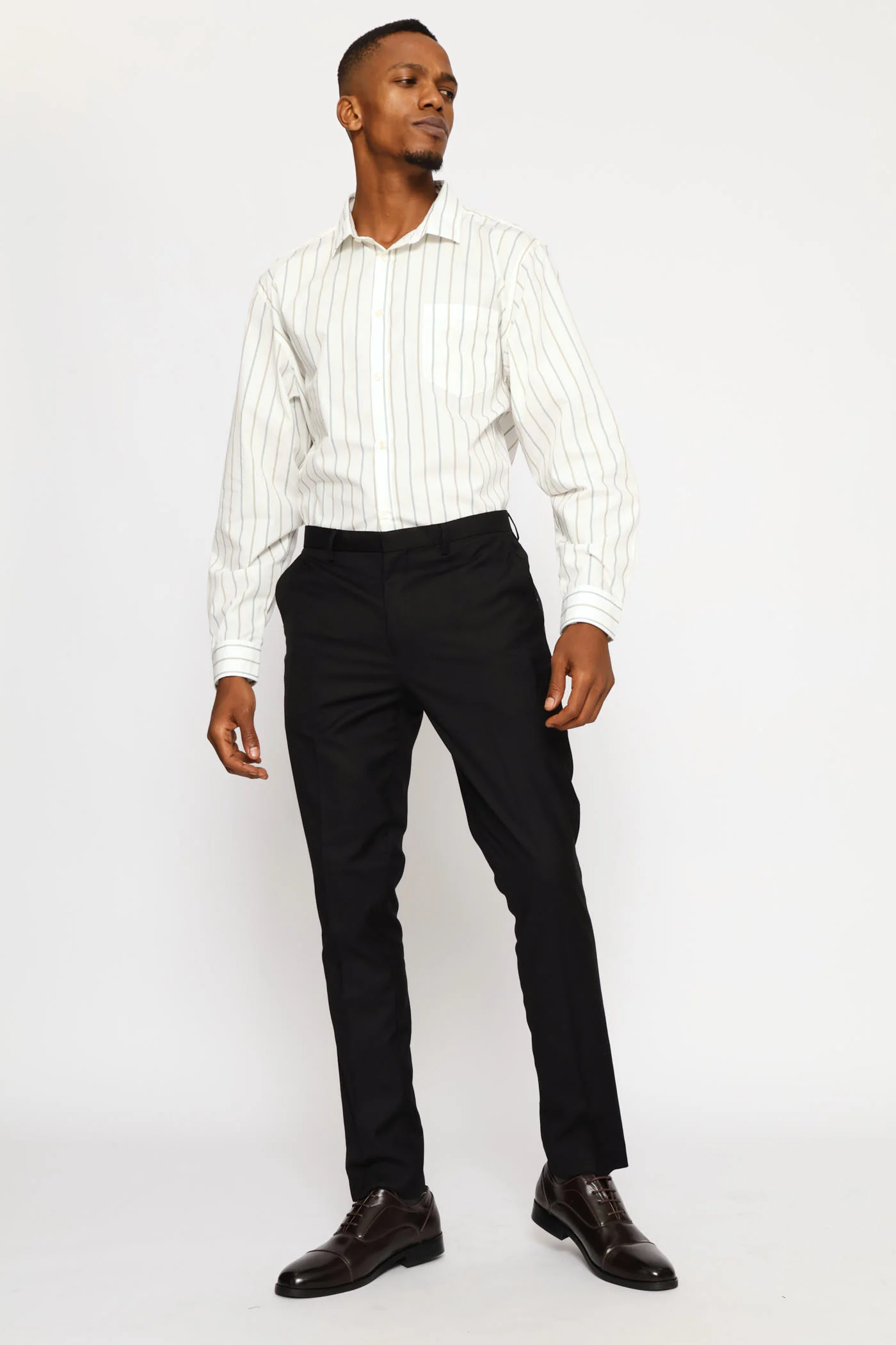 Regular Two-Tone Stripe Print Shirt - Multi - Image 5