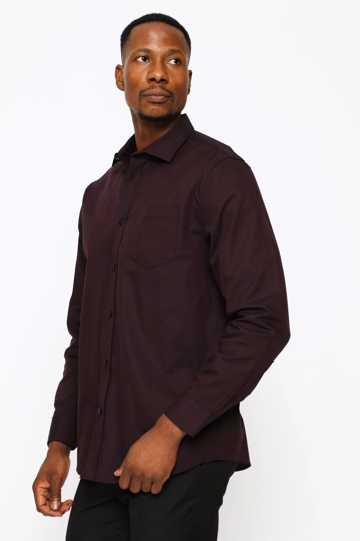 Regular Two Tone Textured Shirt - Grape Wine - Image 3
