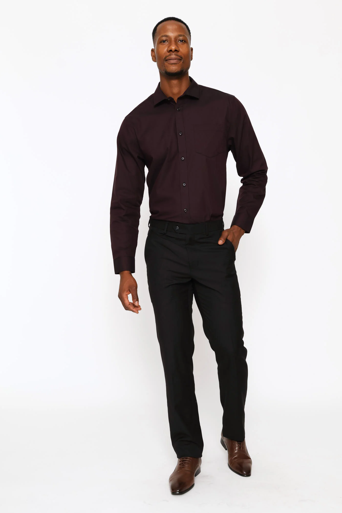 Regular Two Tone Textured Shirt - Grape Wine - Image 5