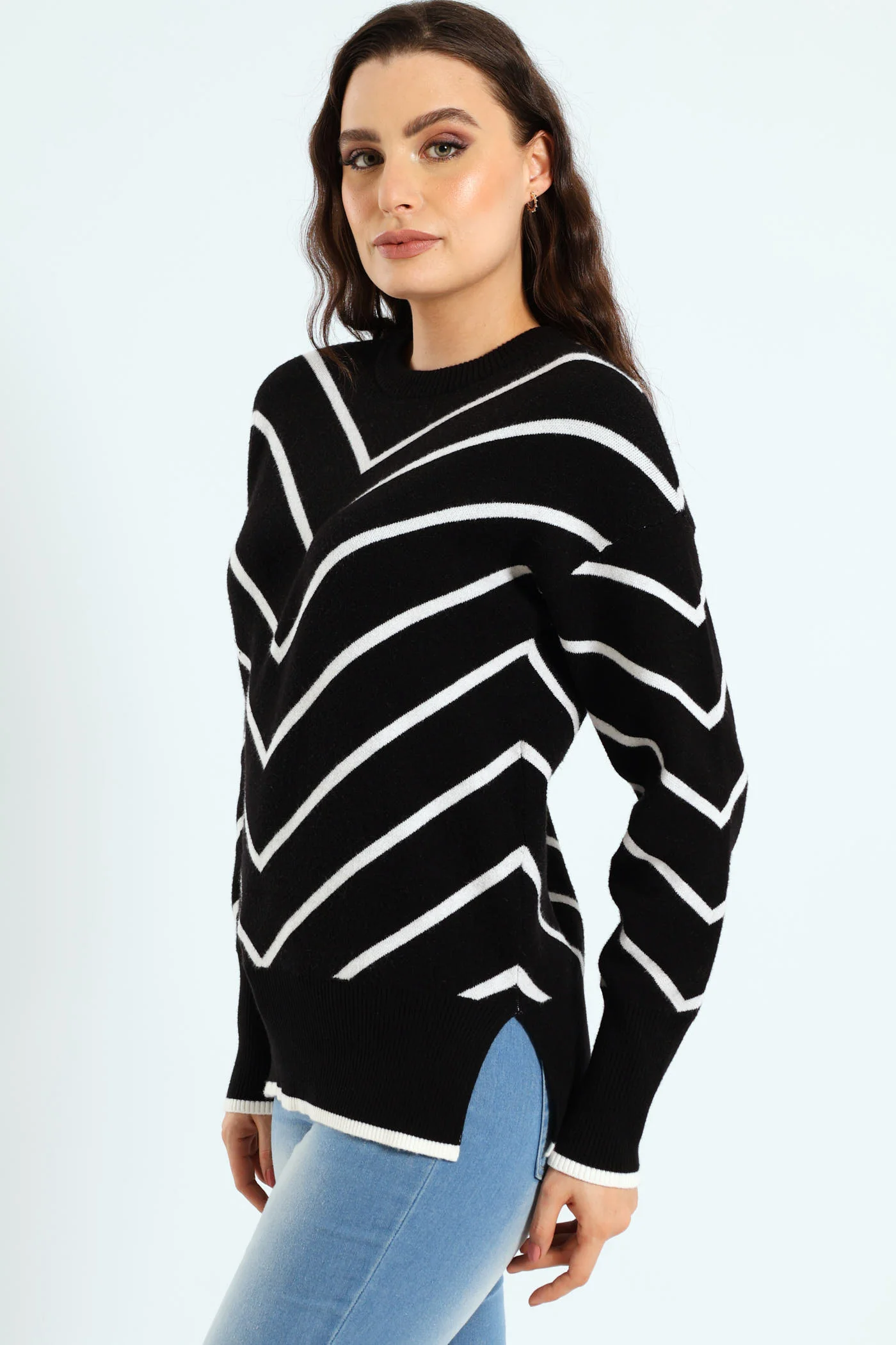 Relaxed Striped Pullover - Black/White - Image 4