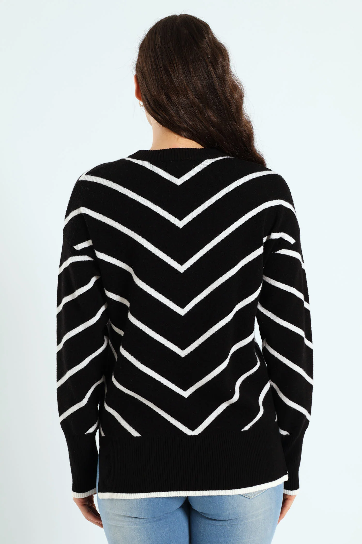 Relaxed Striped Pullover - Black/White - Image 5