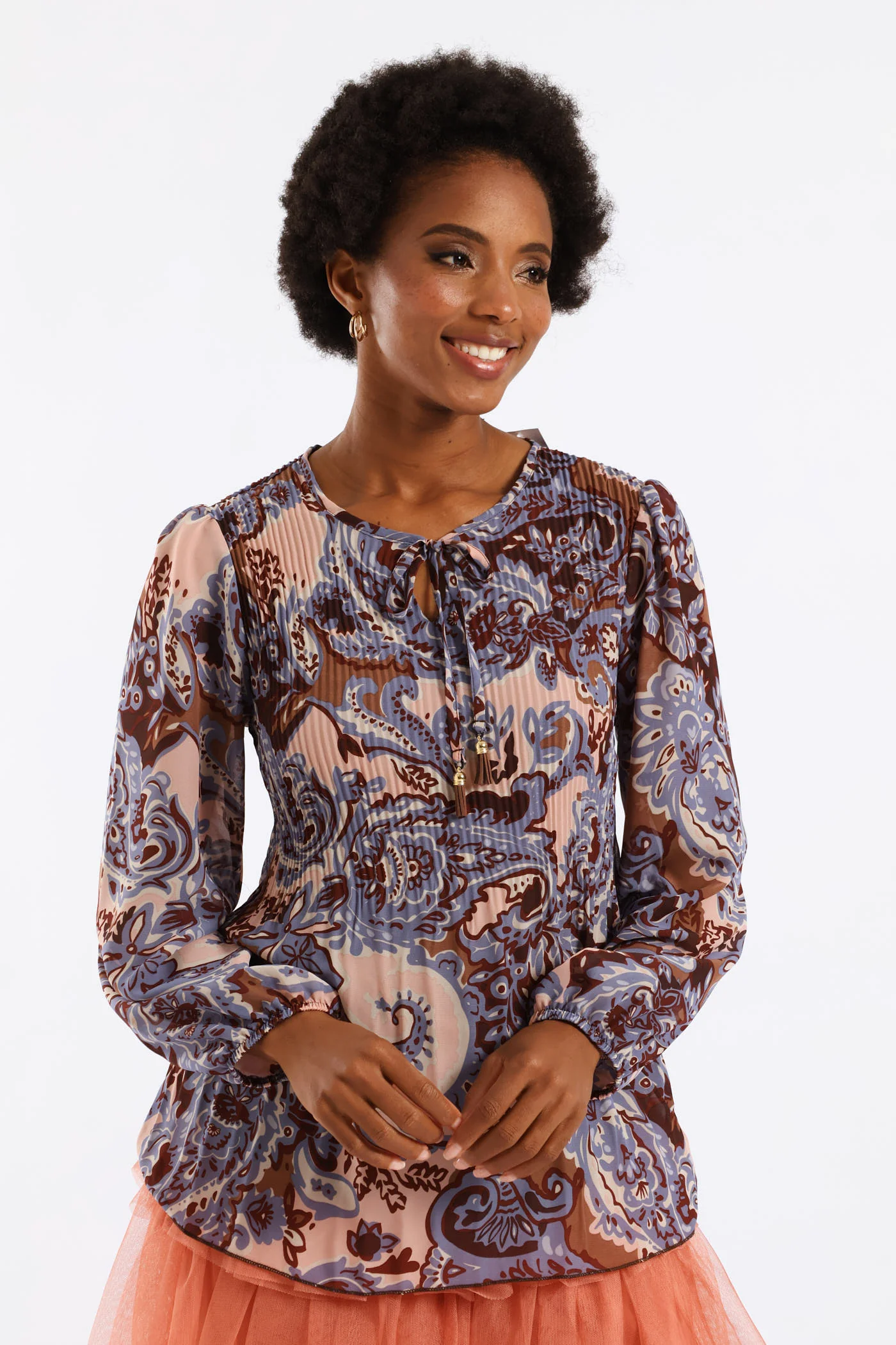 Release Pleat Paisley Blouse - Brown - Image 2