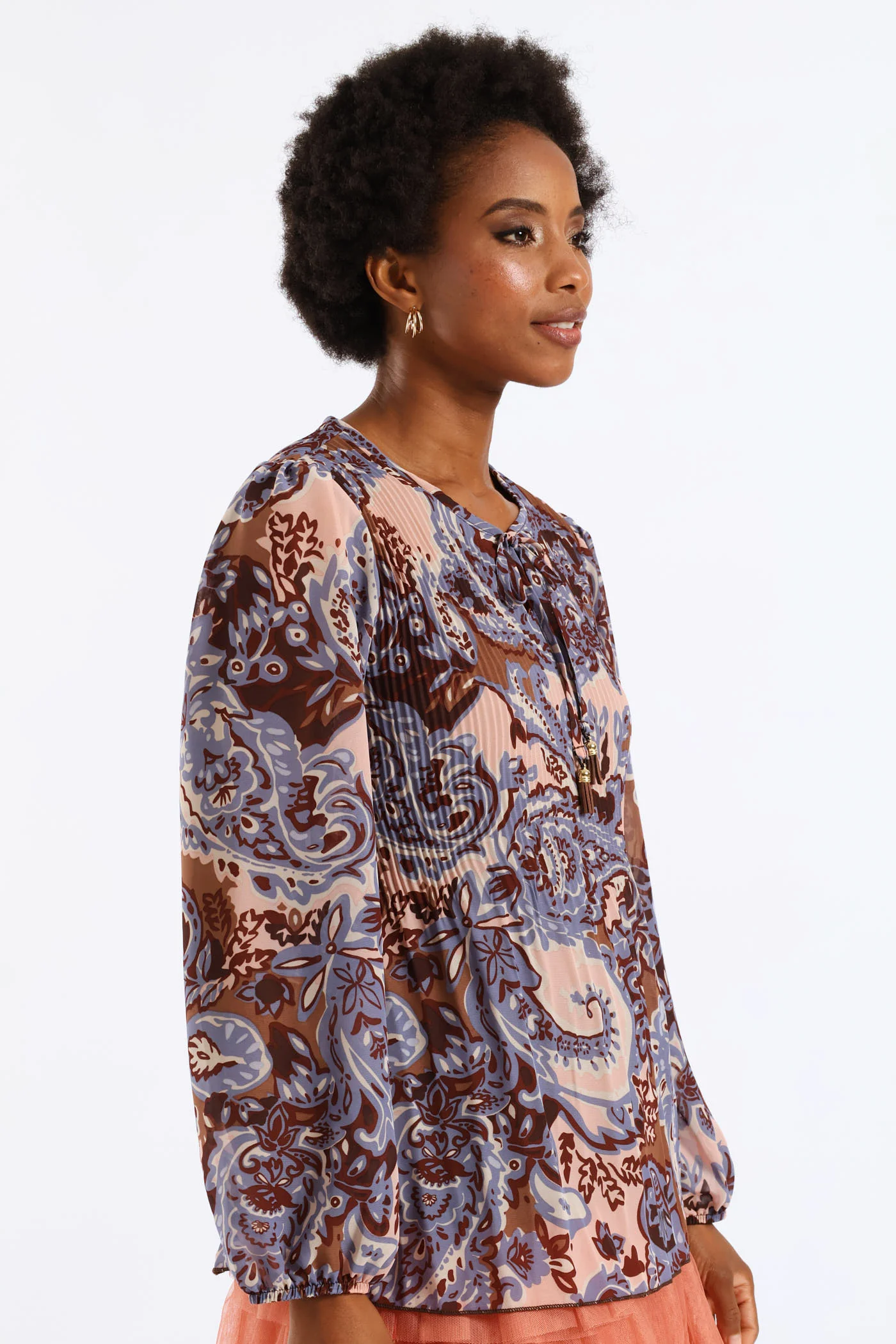 Release Pleat Paisley Blouse - Brown - Image 3