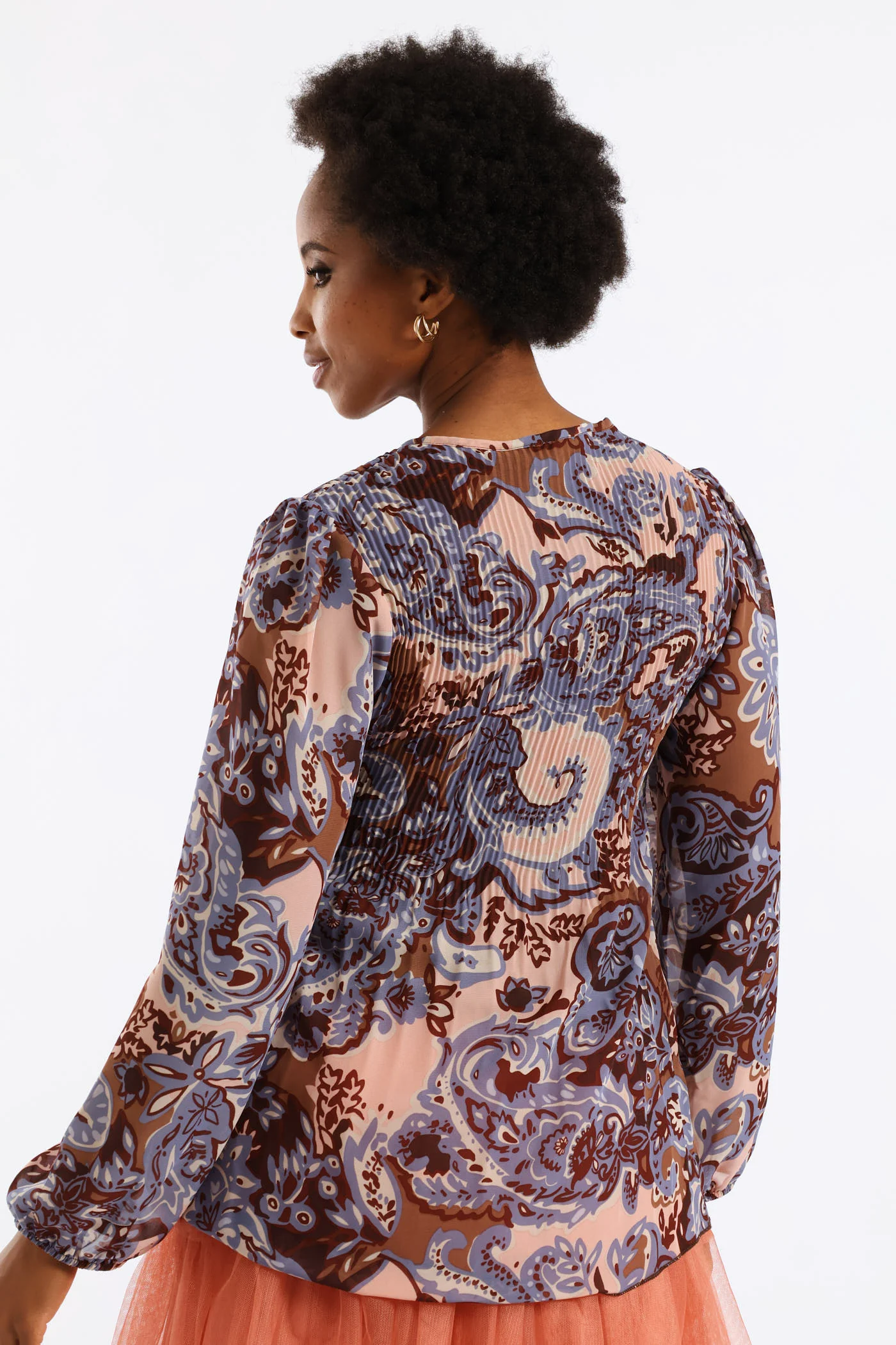 Release Pleat Paisley Blouse - Brown - Image 4