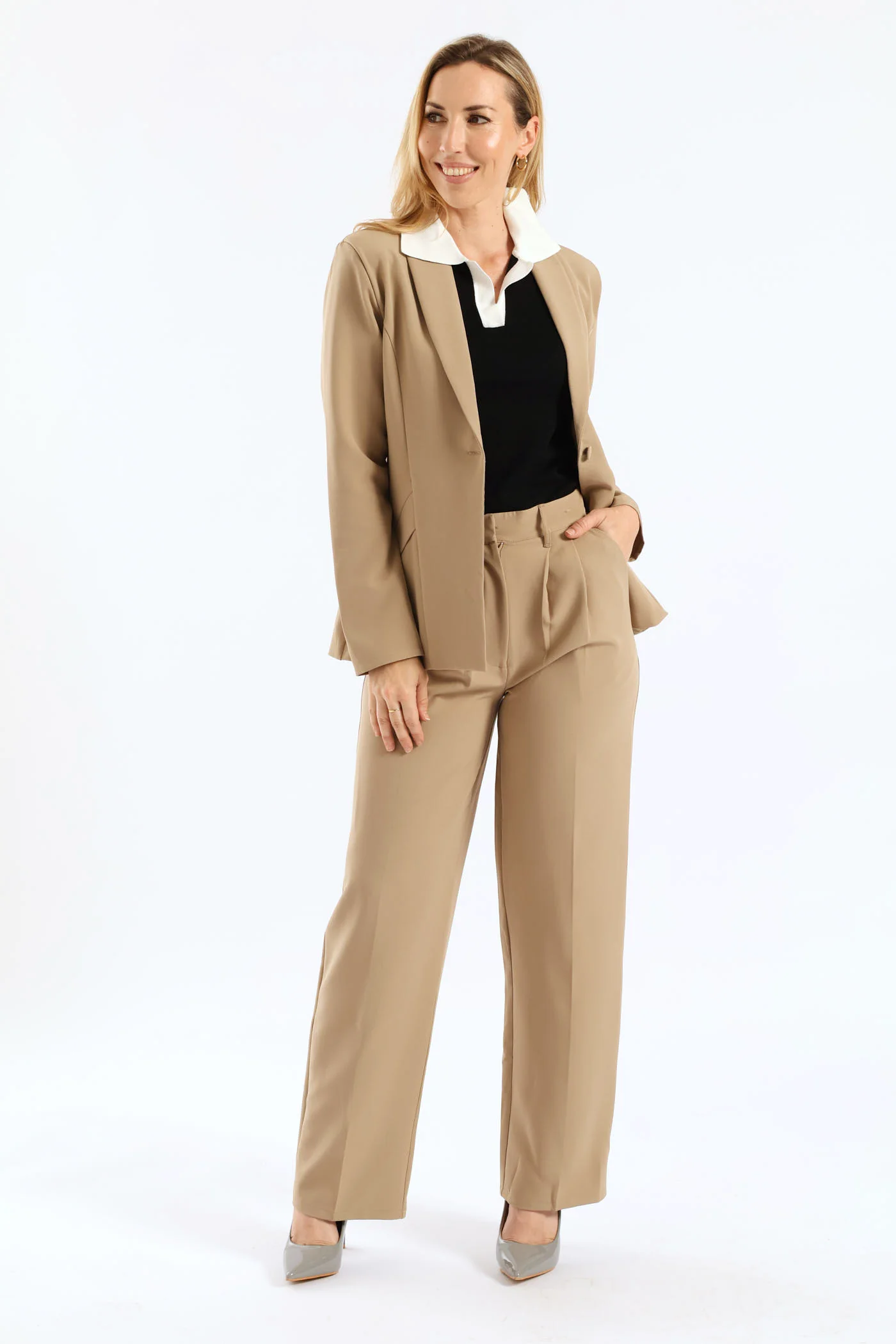 Release Pleat Wide Leg Pants - Taupe - Image 5