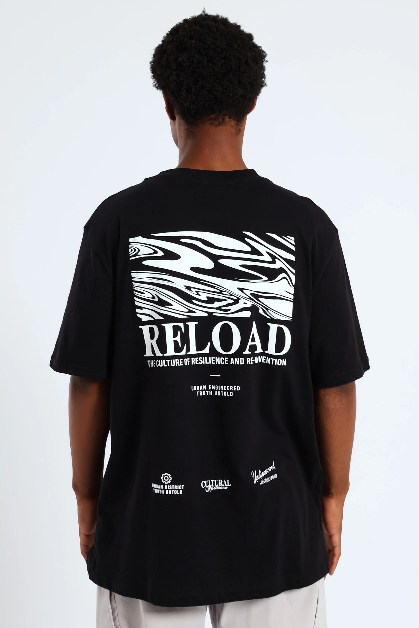 Reload Front & Back Printed Tee - Black - Image 2