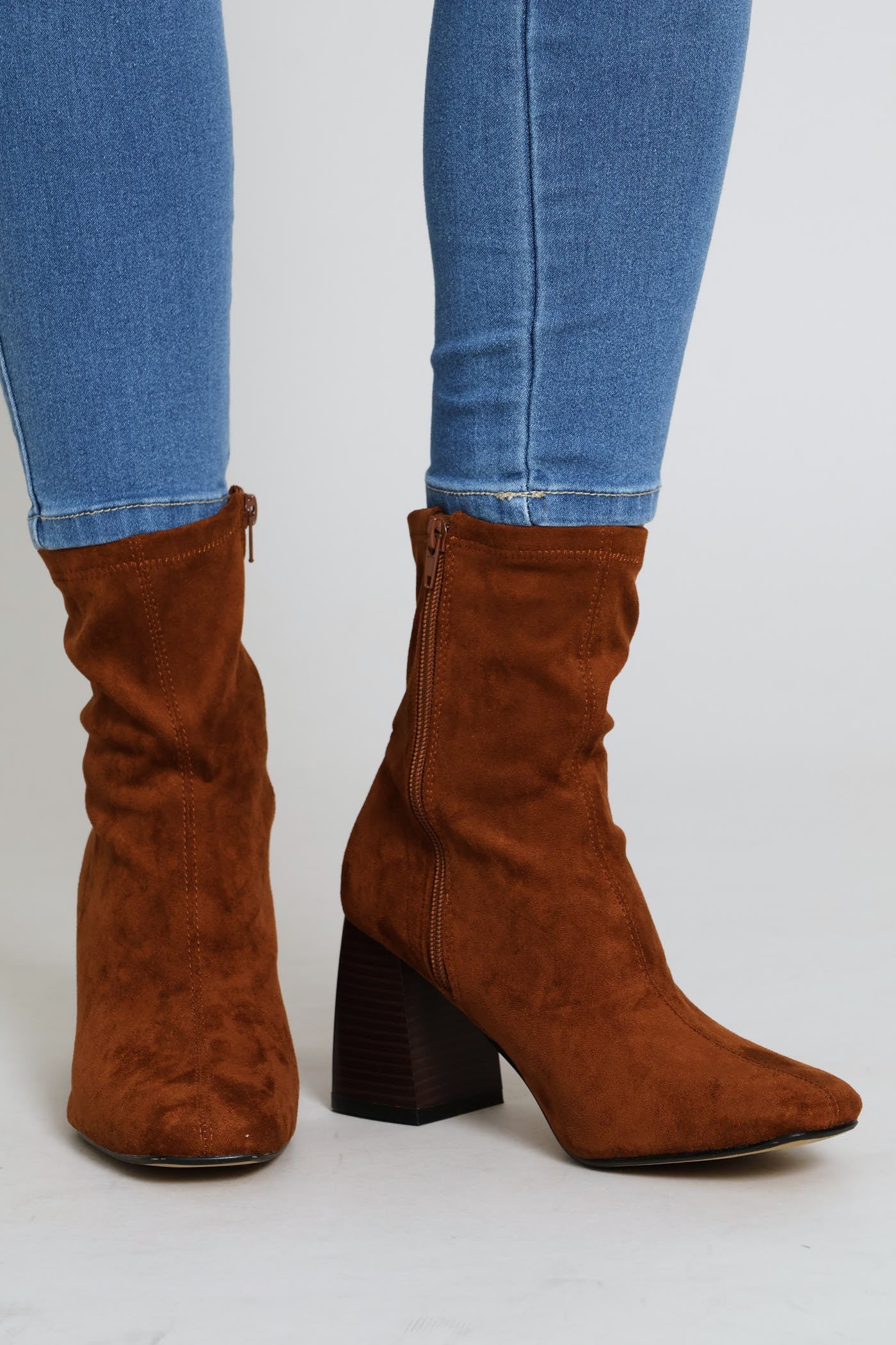 Rendered Sole Stretch Microfibre Sock Boot - Chocolate - Image 3