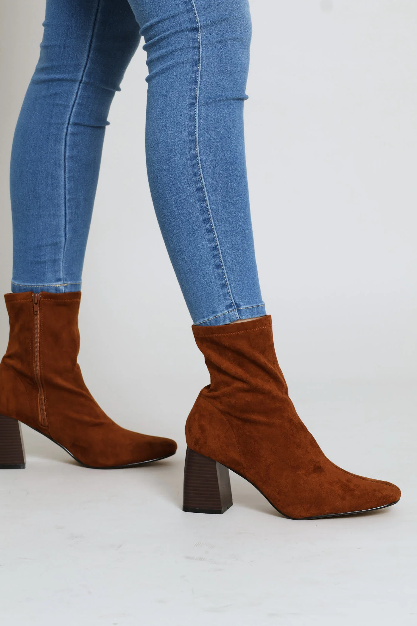Rendered Sole Stretch Microfibre Sock Boot - Chocolate - Image 4