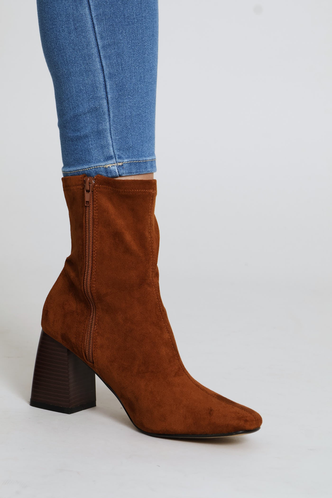 Rendered Sole Stretch Microfibre Sock Boot - Chocolate - Image 5