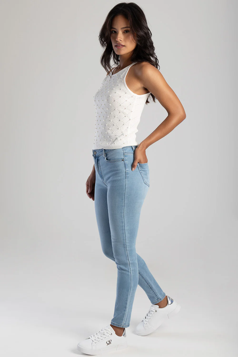 Renee Mid Waist Skinny Denim - Light Wash - Image 3