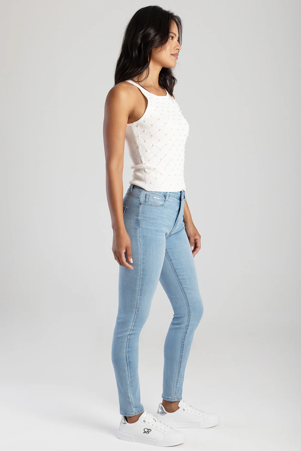 Renee Mid Waist Skinny Denim - Light Wash - Image 4