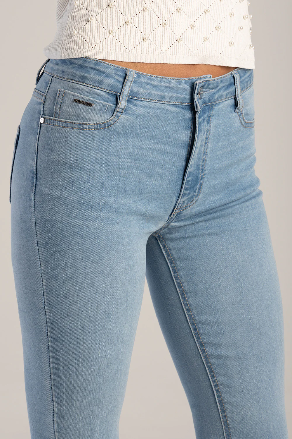Renee Mid Waist Skinny Denim - Light Wash - Image 7