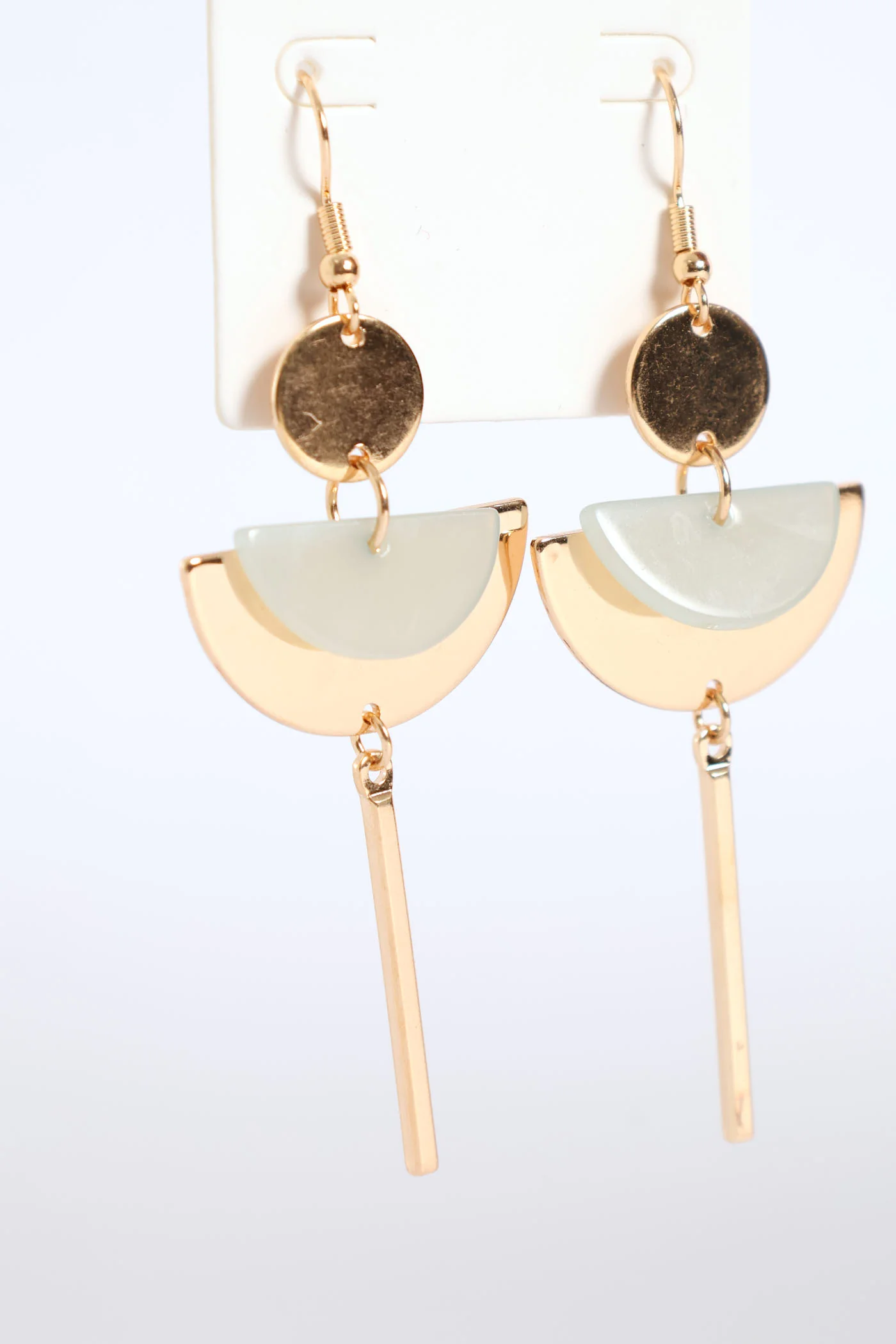 Resin Gold Drop Earrings - Gold - Image 2