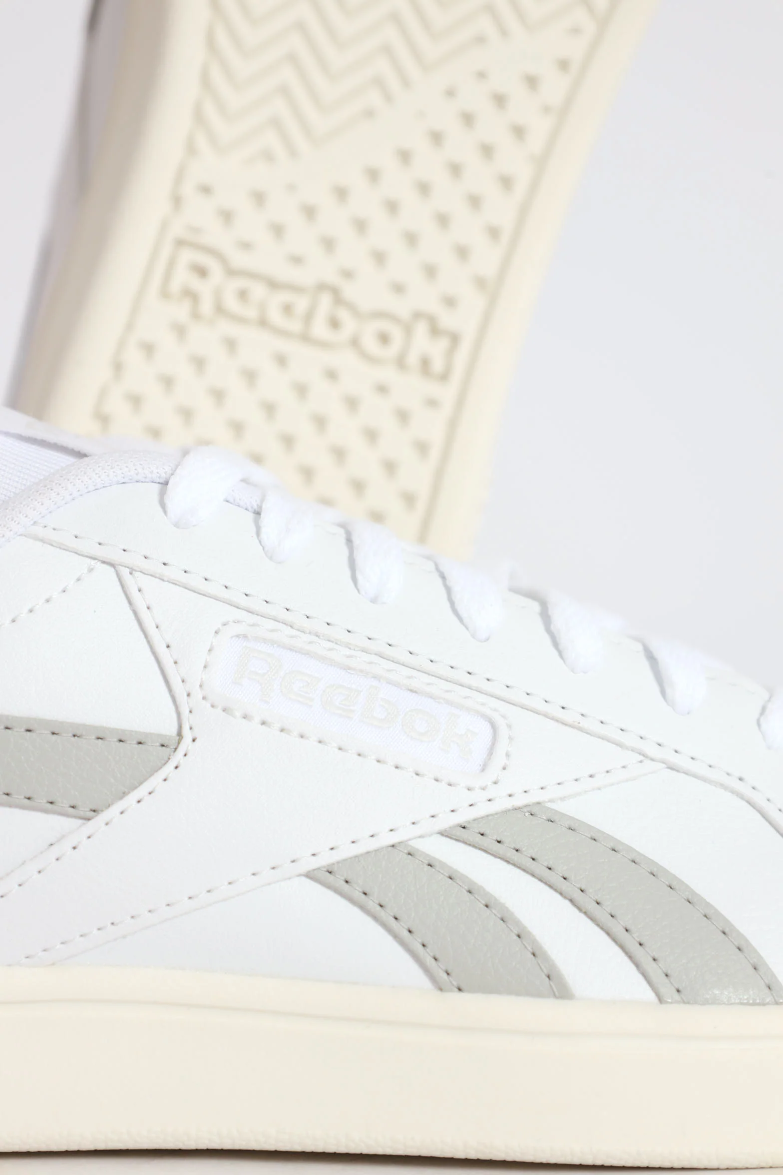 Retro Court Lace Up Sneaker - White/Grey - Image 4