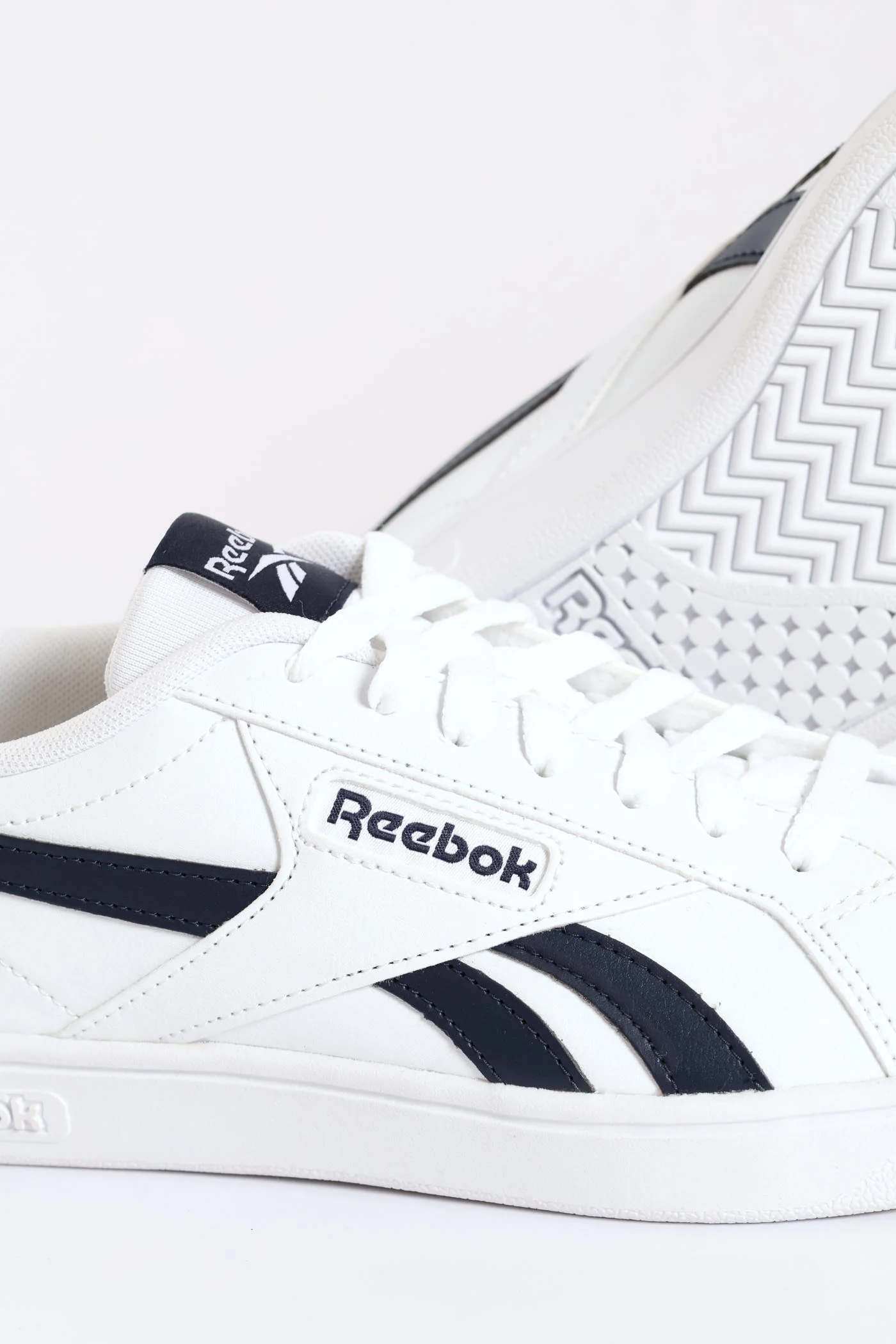 Retro Court Lace Up Sneaker - White/Navy - Image 7