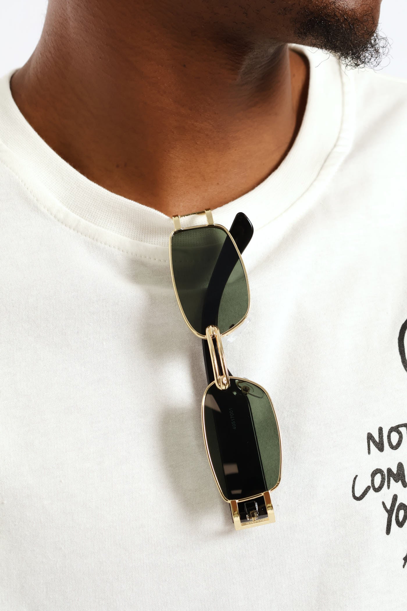 Retro Slim Metal Sunglasses - Gold - Image 3