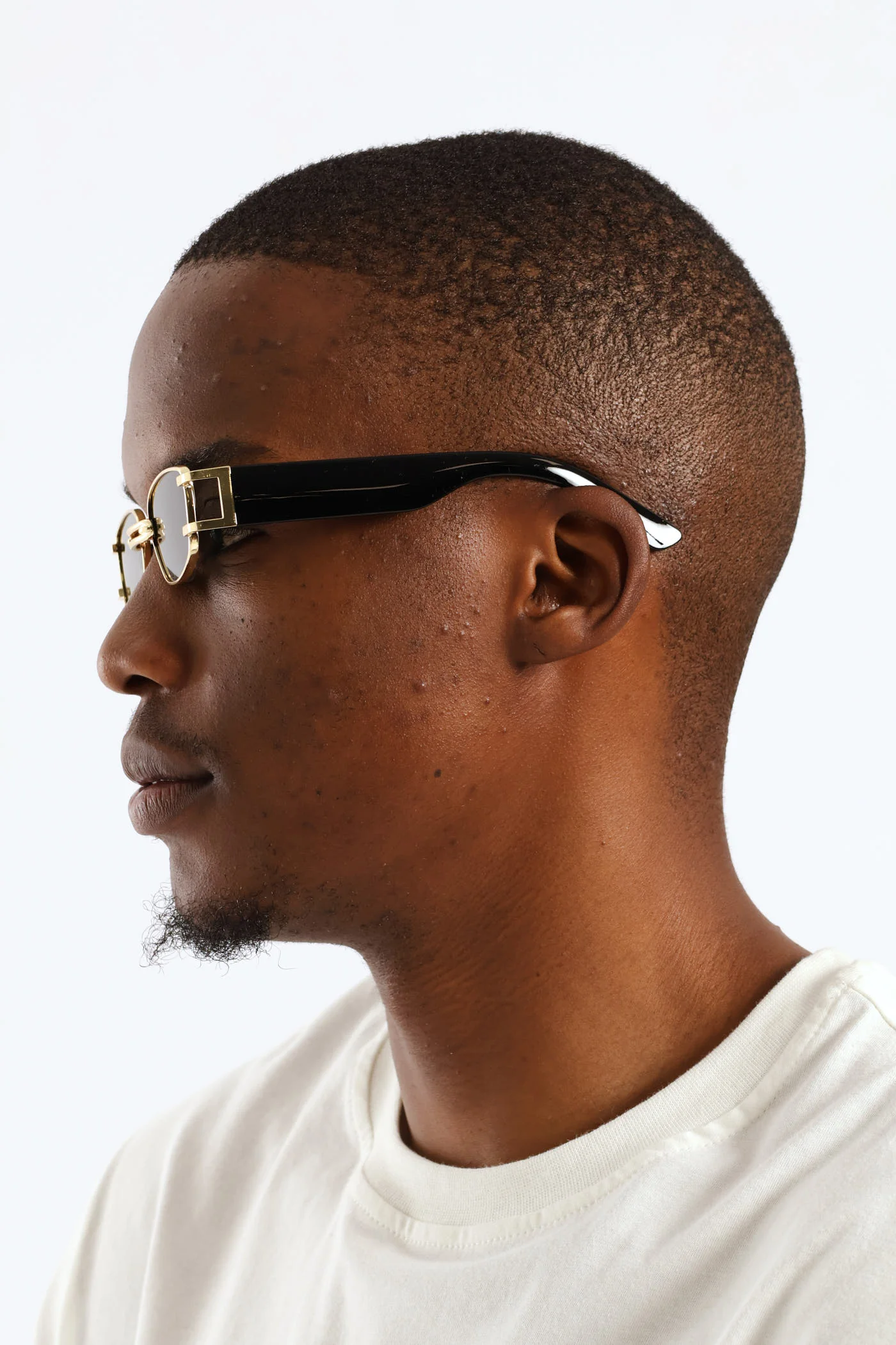 Retro Slim Metal Sunglasses - Gold - Image 4