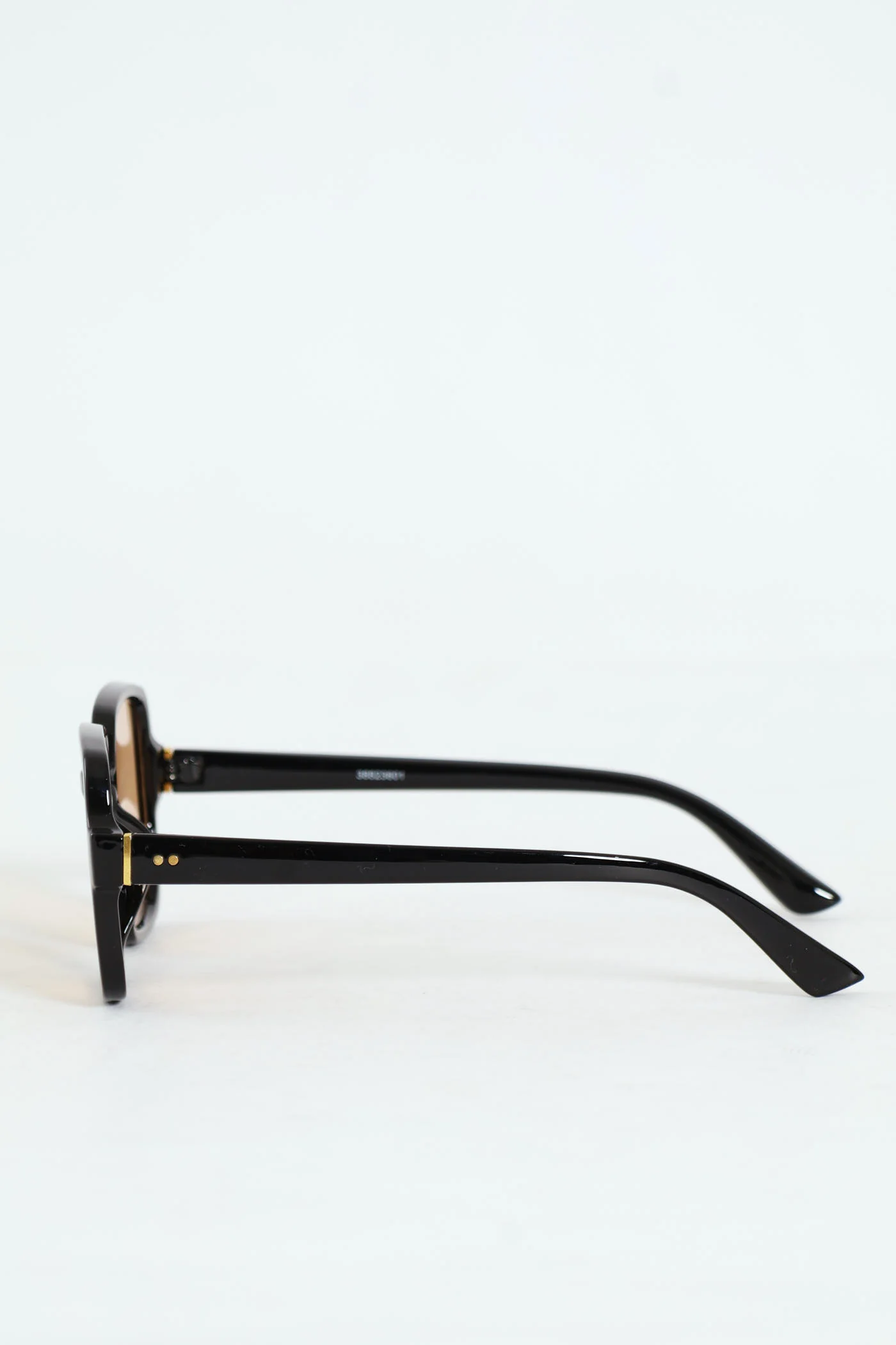 Retro Square Brown Lens Sunglasses - Black - Image 2
