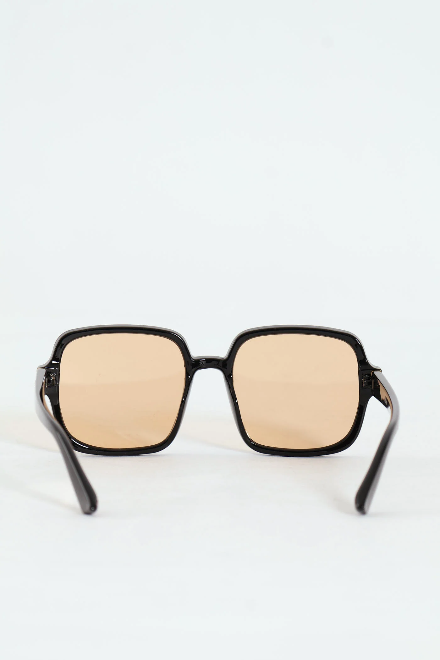 Retro Square Brown Lens Sunglasses - Black - Image 3