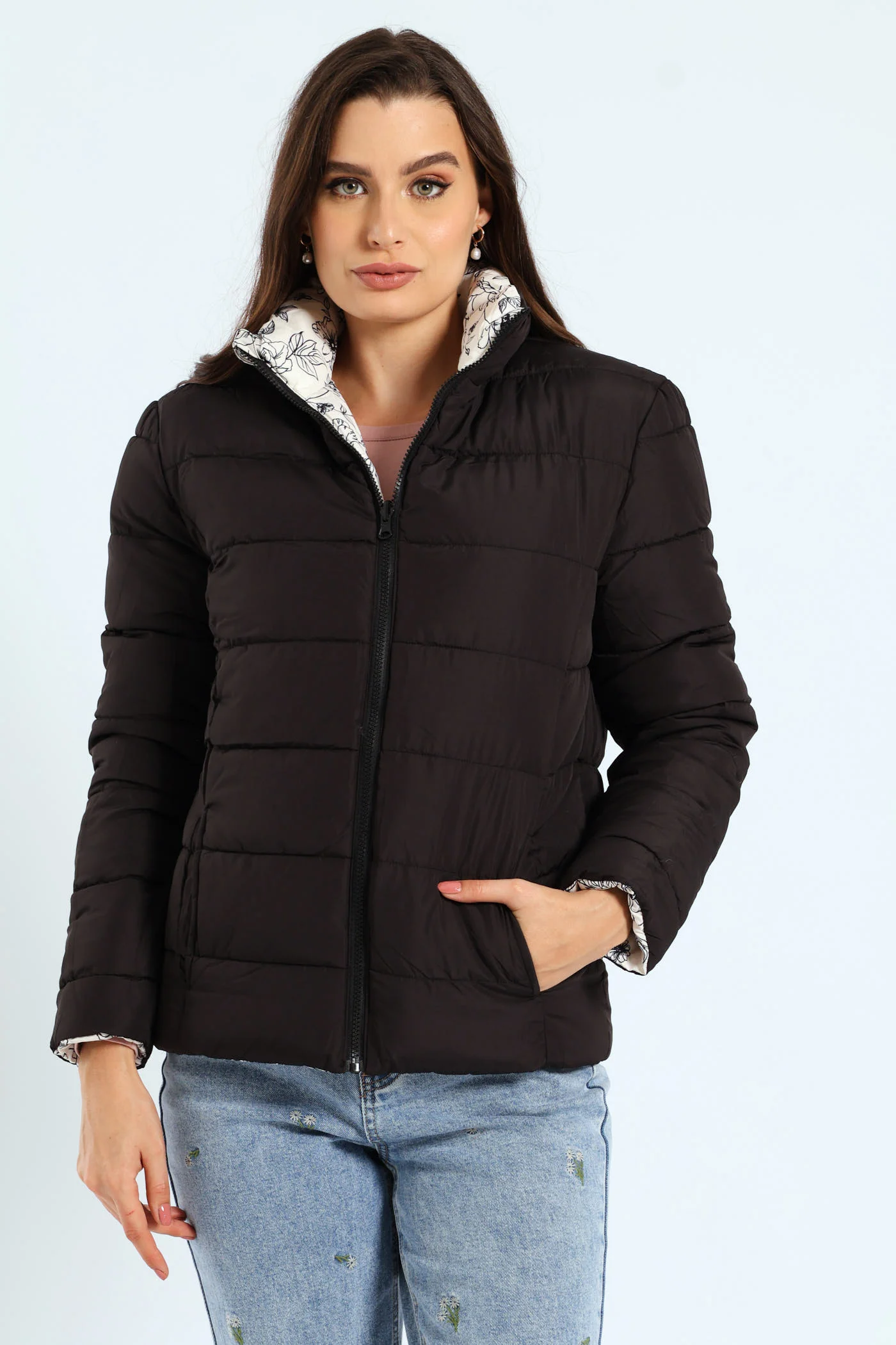 Reversible Puffer Jacket - Black/White - Image 2