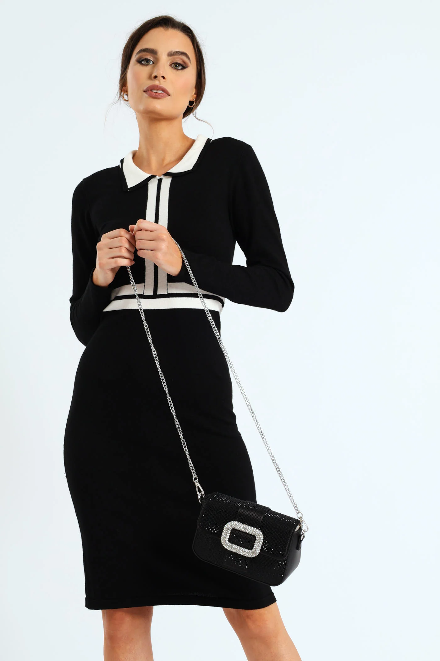 Rhinestone Evening Satchel - Black - Image 2