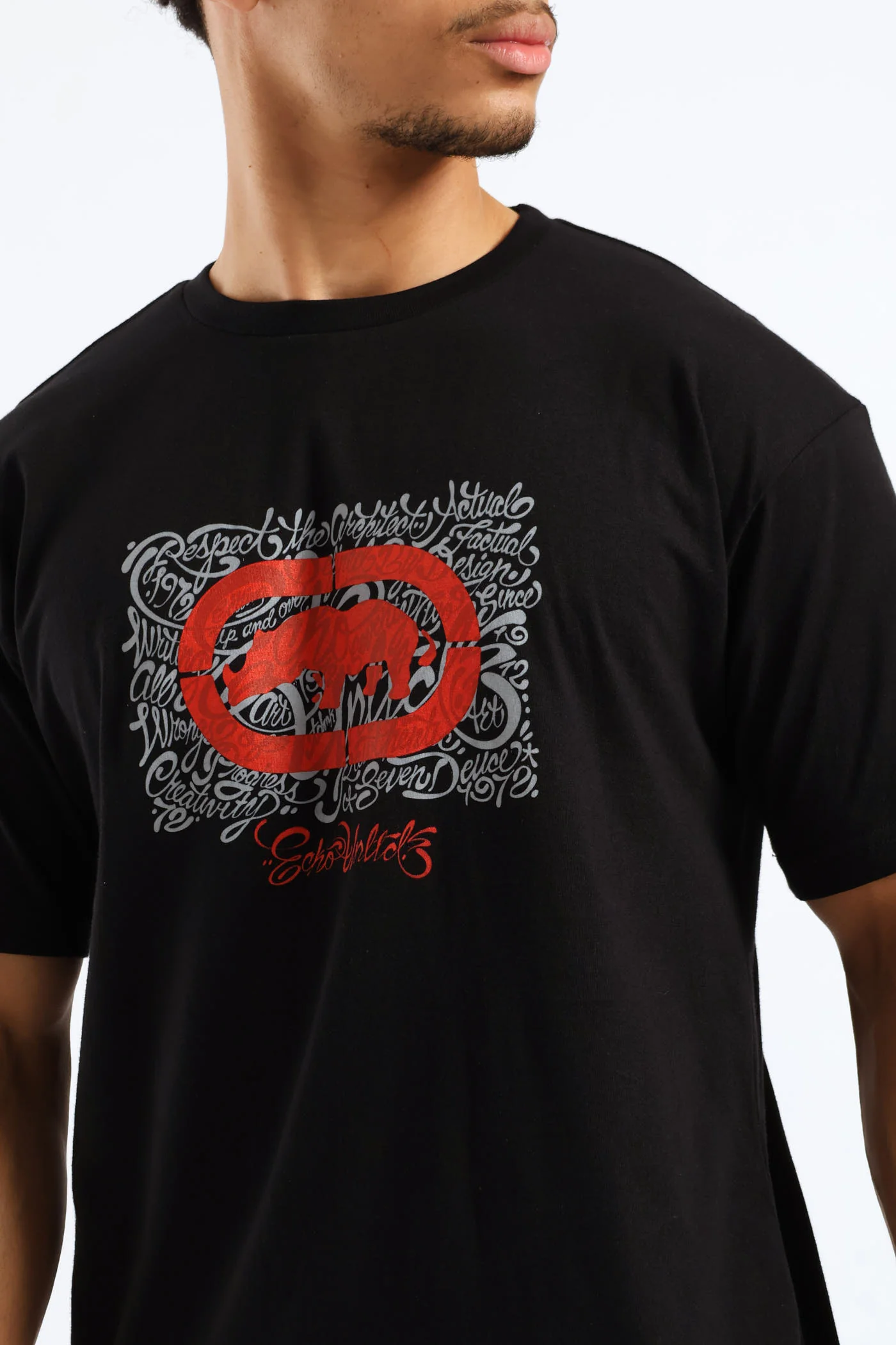 Rhino Chest Script Tee - Black - Image 2
