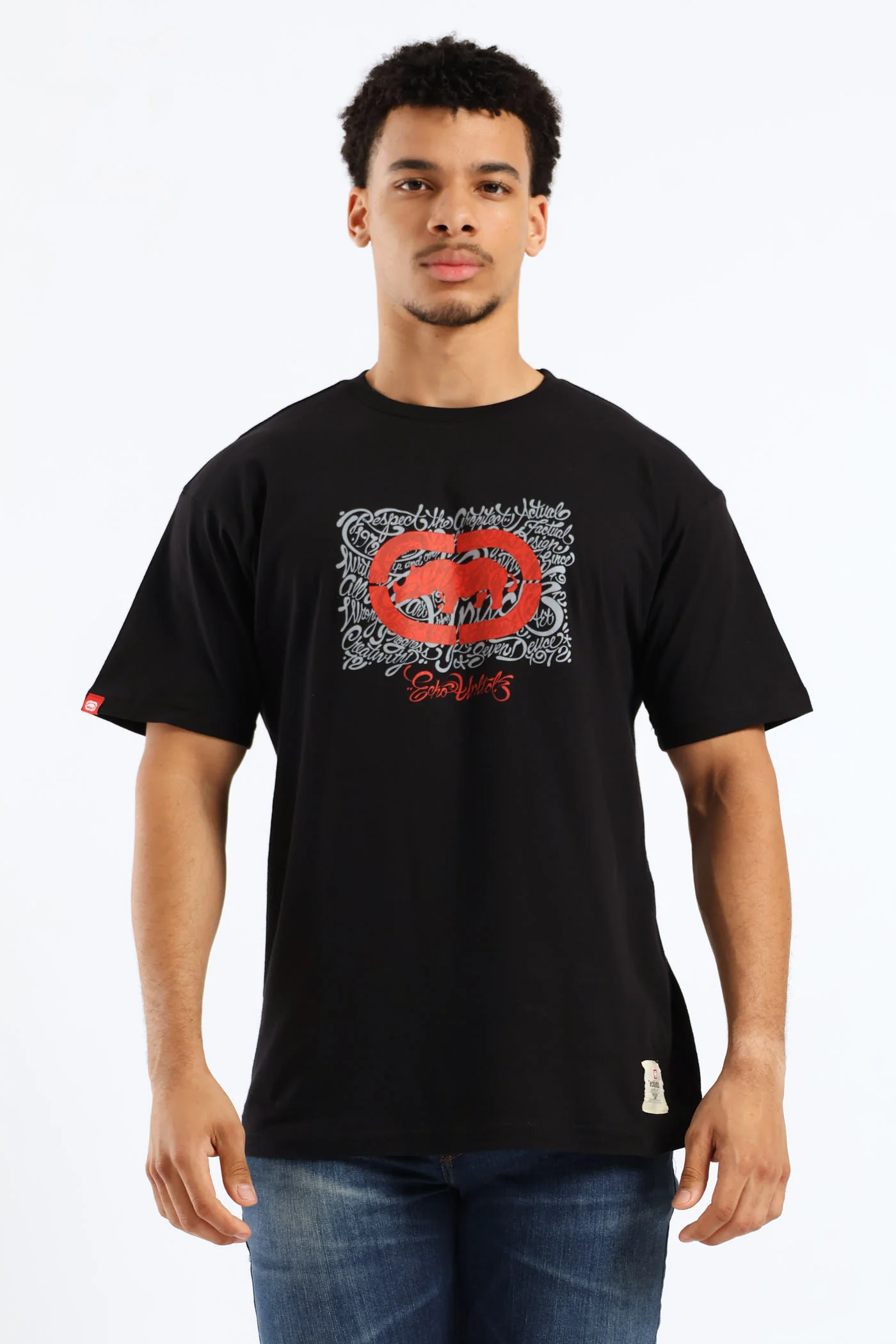 Rhino Chest Script Tee - Black - Image 3