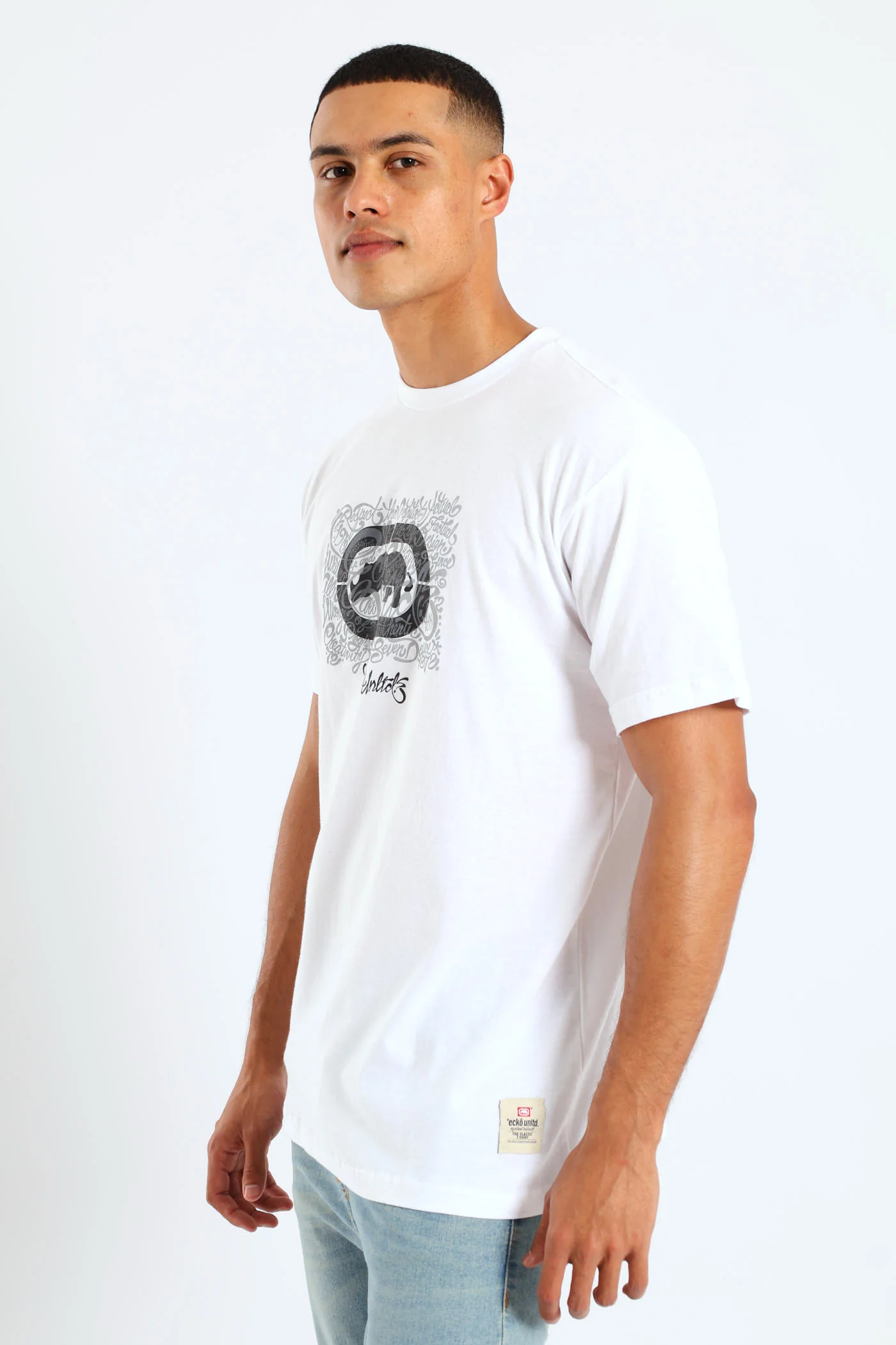 Rhino Chest Script Tee - White - Image 3