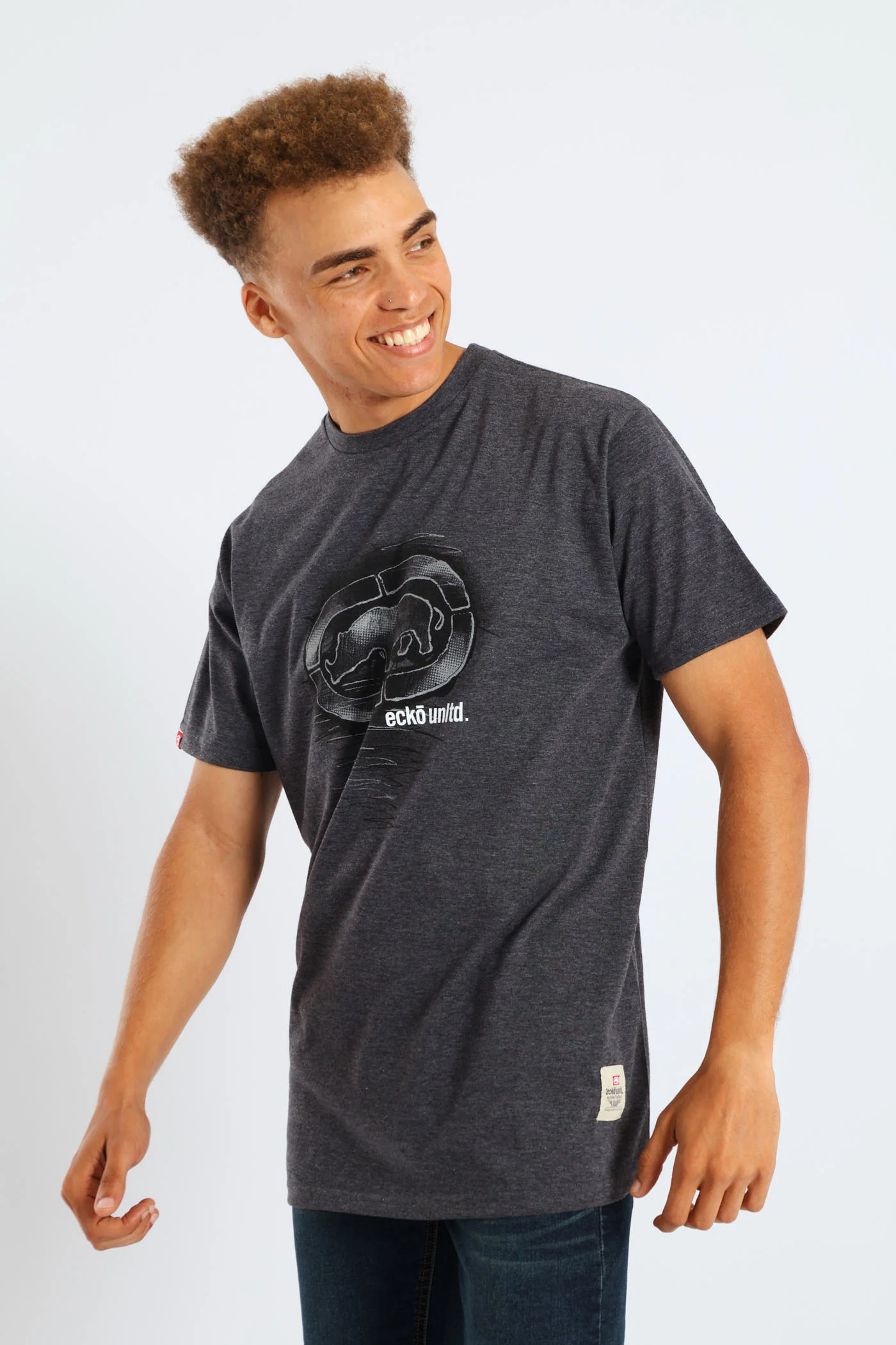 Rhino Shadow Print Tee - Charcoal - Image 3