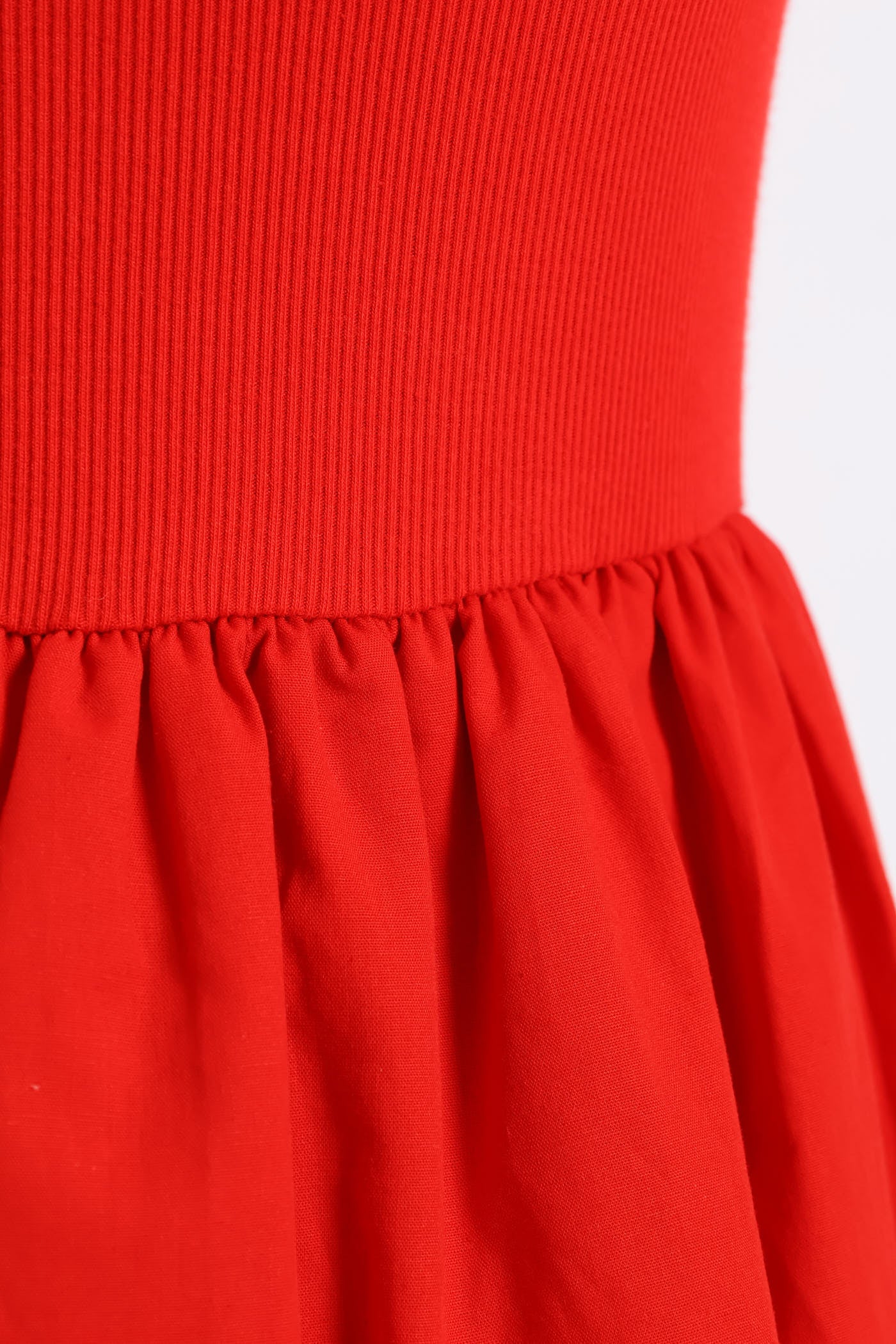 Rib Combo Bubble Hem Midaxi Dress - Mid Red - Image 2