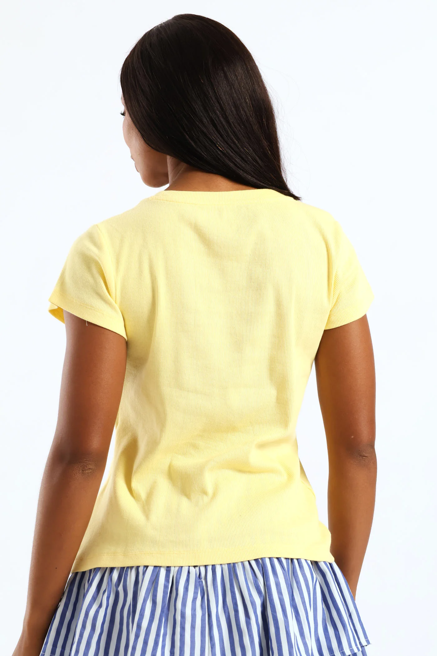 Rib Fitted Crew Tee - Light Yellow - Image 2