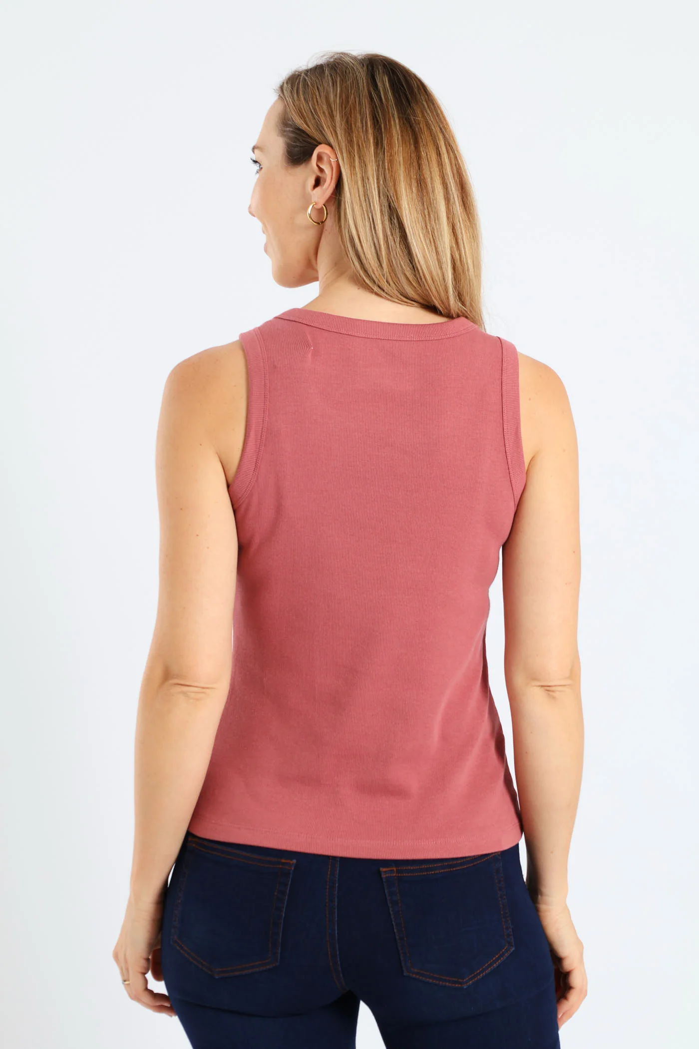 Rib Fitted Tank Top - Deco Rose - Image 4