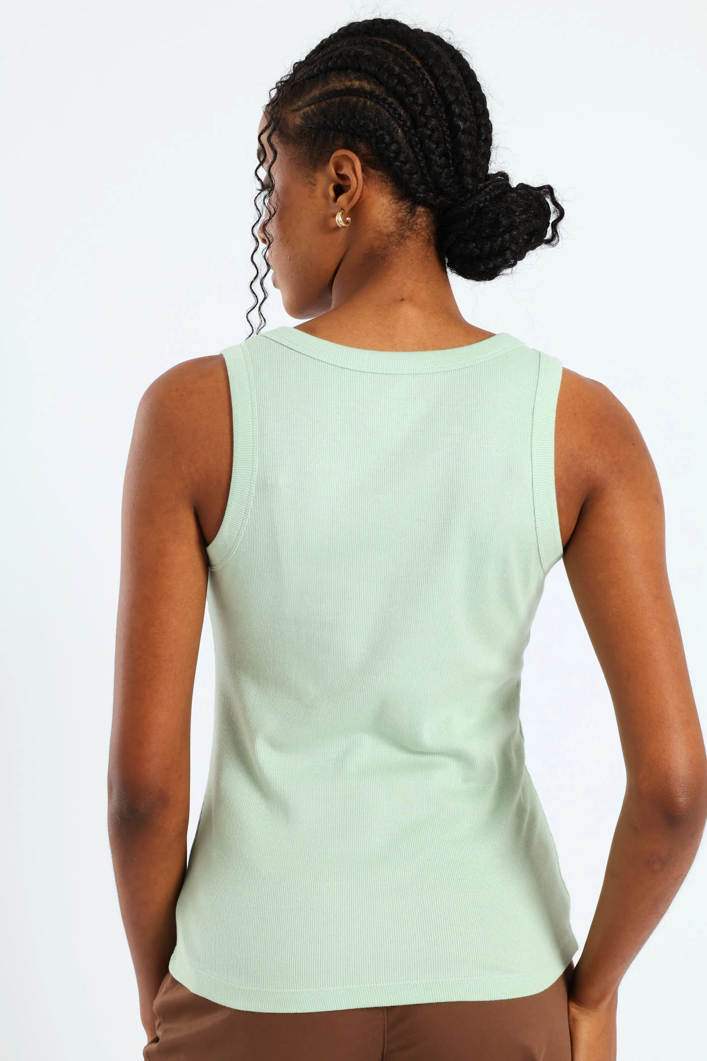 Rib Fitted Tank Top - Pastel Green - Image 3