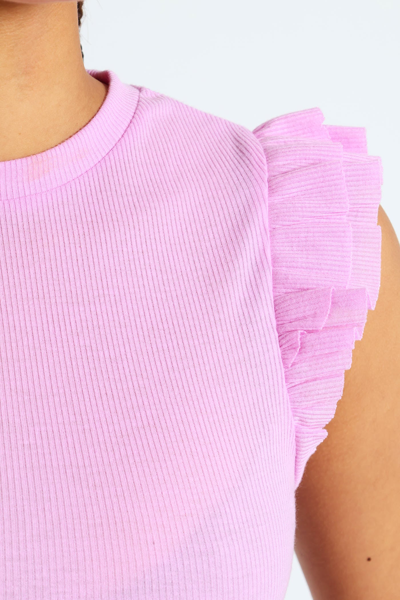 Rib Frill Tank - Pink - Image 5