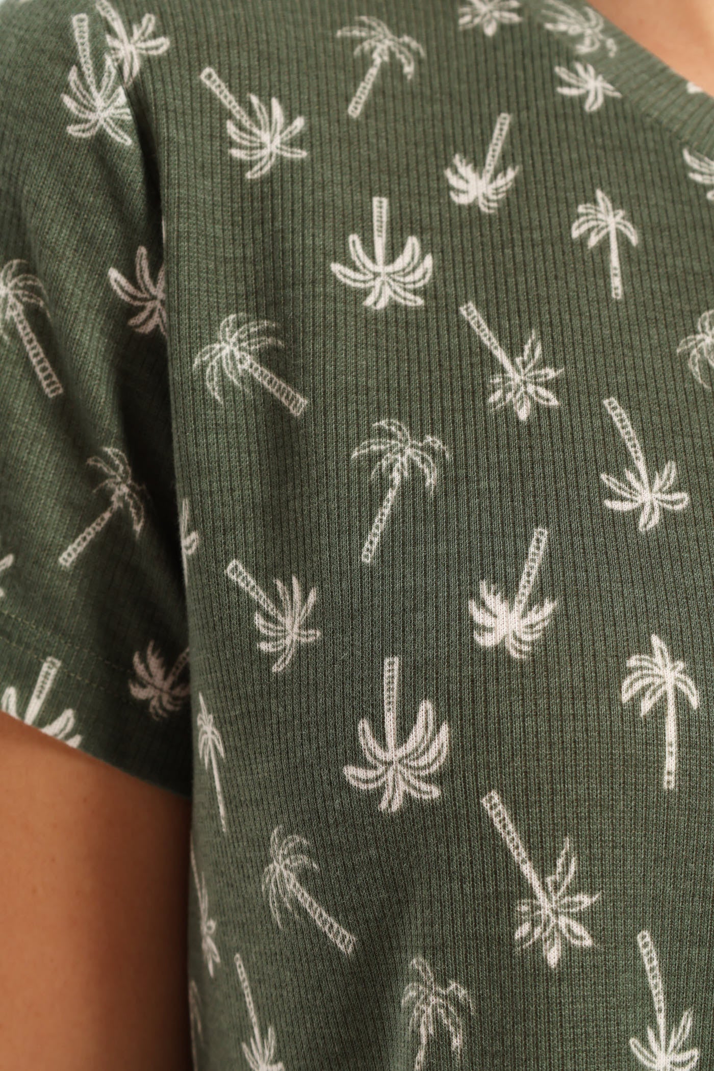 Rib Knit Palm Tee - Fatigue - Image 6