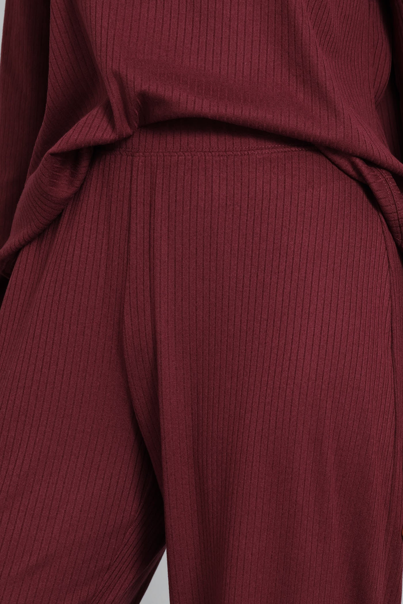 Rib Knit Straight Leg Pant - Burgundy - Image 5