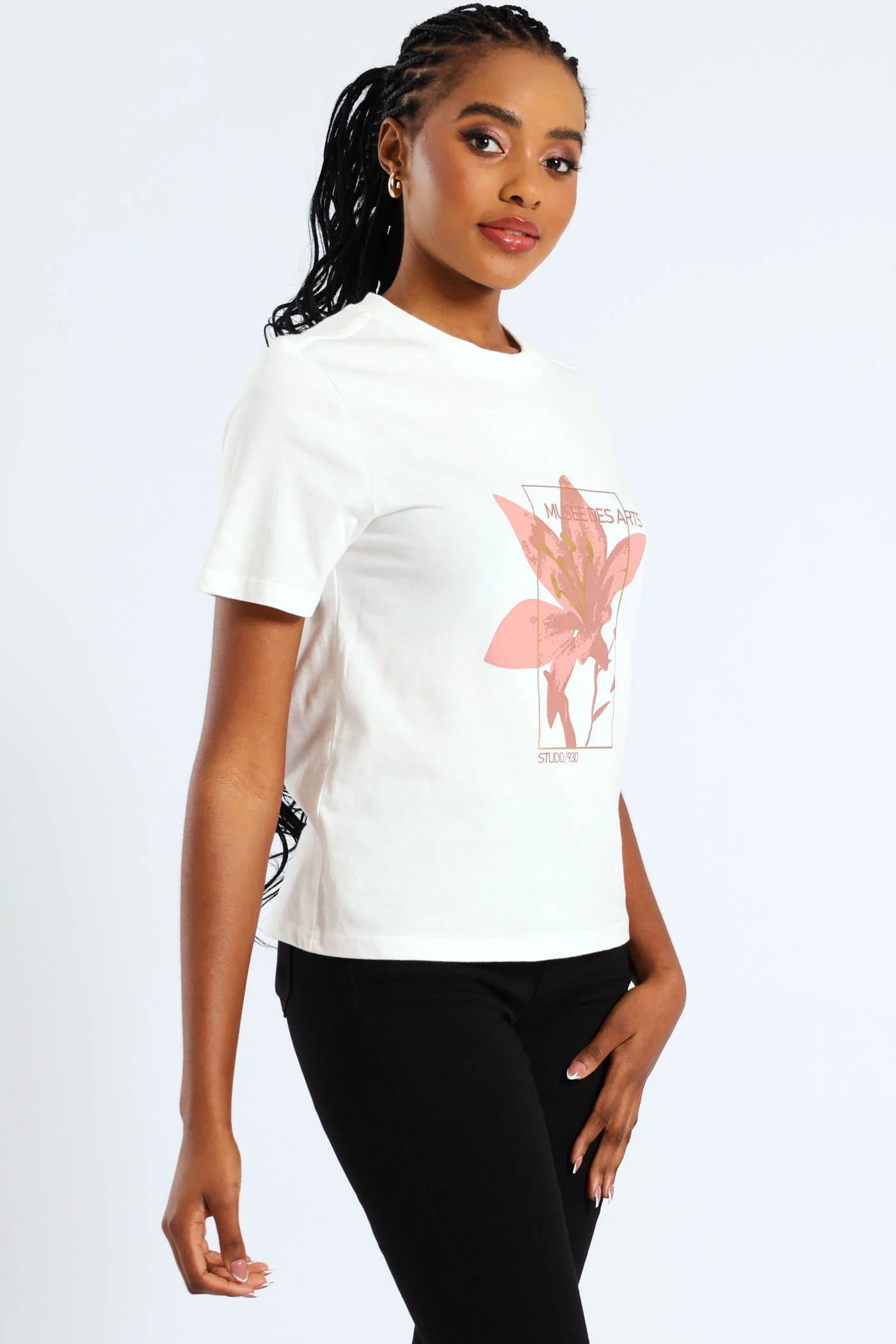 Rib Neck Boxy Lily Tee - White - Image 3