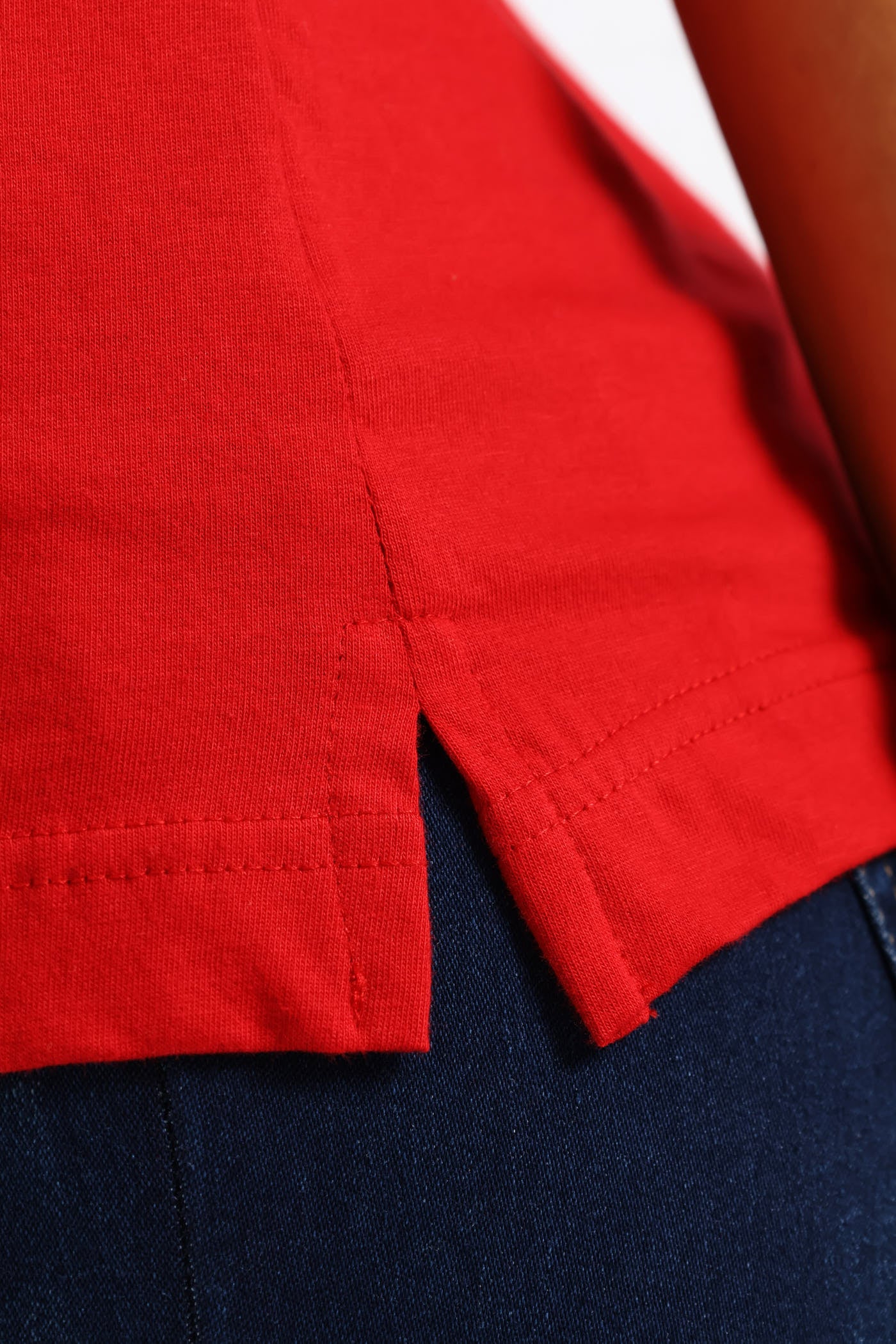 Rib Neck Boxy Tee - Red - Image 5