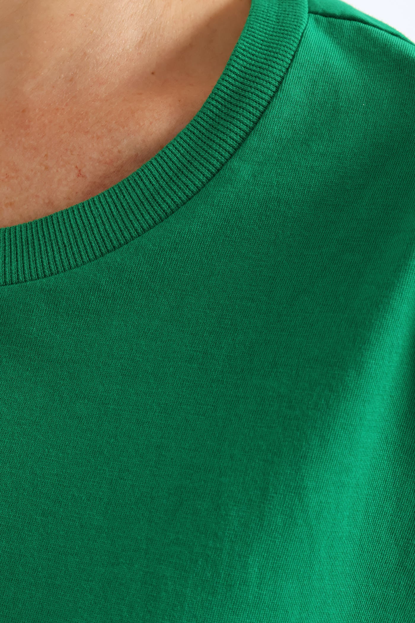 Rib Neck Cotton Boxy Tee - Emerald - Image 2