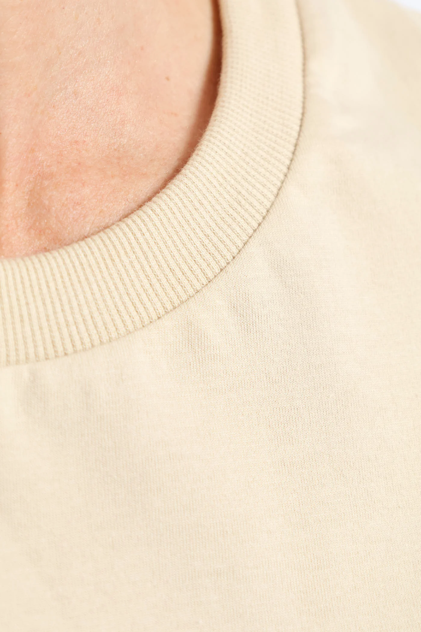 Rib Neck Cotton Boxy Tee - Oatmeal - Image 2
