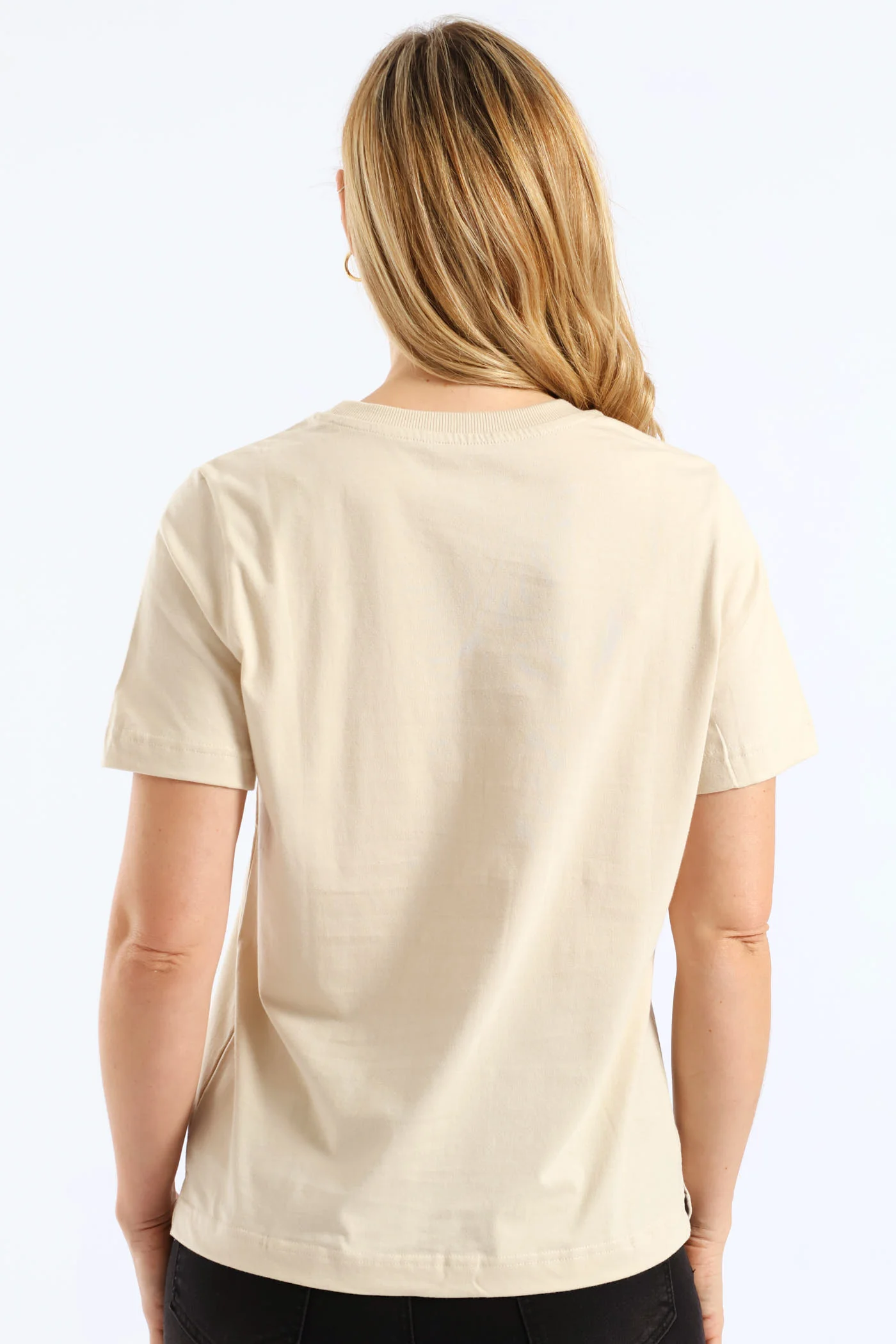 Rib Neck Cotton Boxy Tee - Oatmeal - Image 5