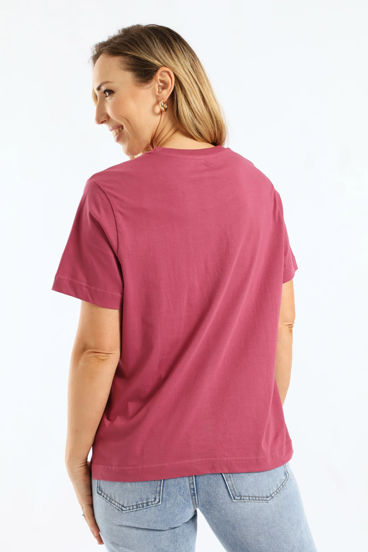 Rib Neck Cotton Boxy Tee - Rose Violet - Image 5