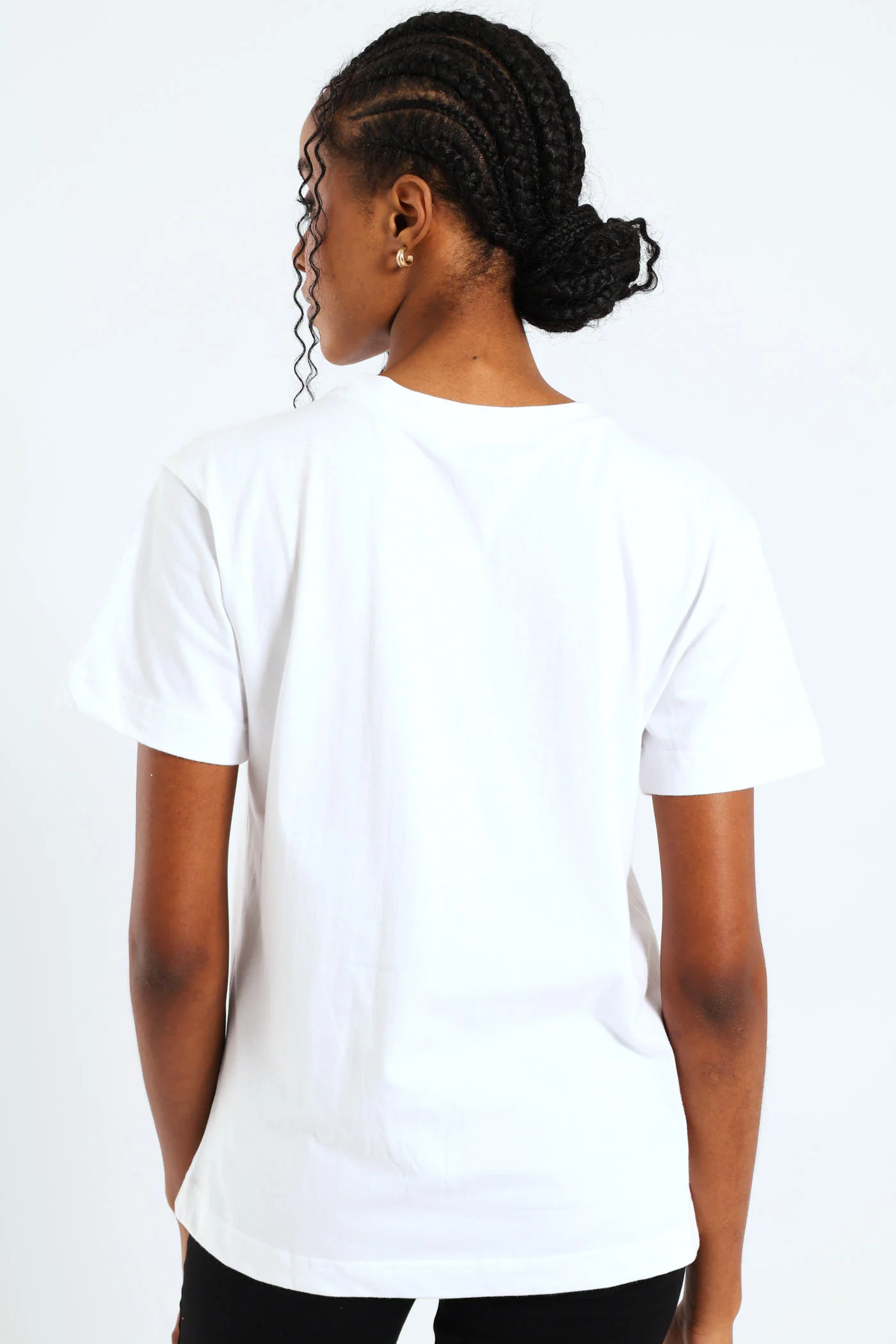 Rib Neck Daisy Cornelli Tee - White/Black - Image 4