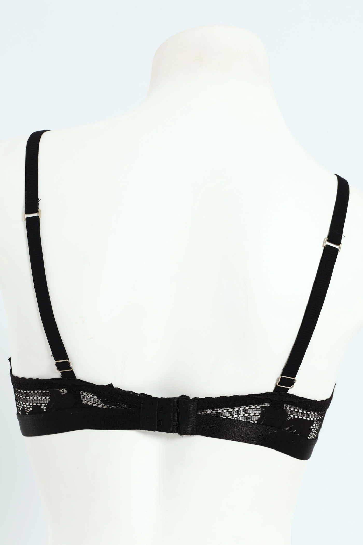 Ribbed Cotton & Lace Plunge T-Shirt Bra - Black - Image 6