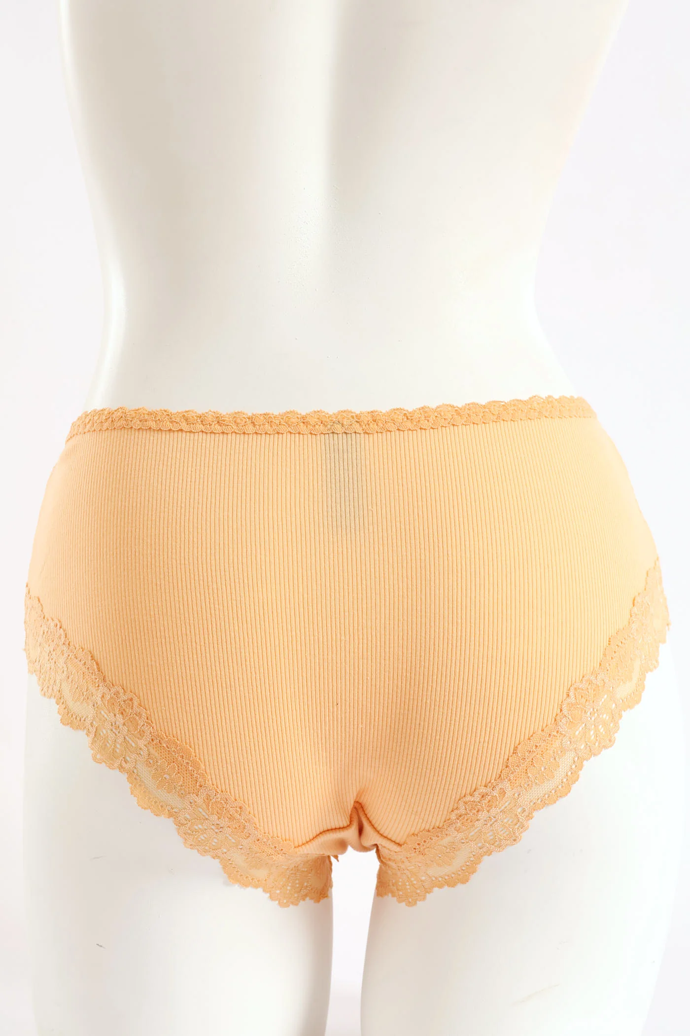 Ribbed Cotton Lace Trim Boyleg Panty - Coral - Image 2