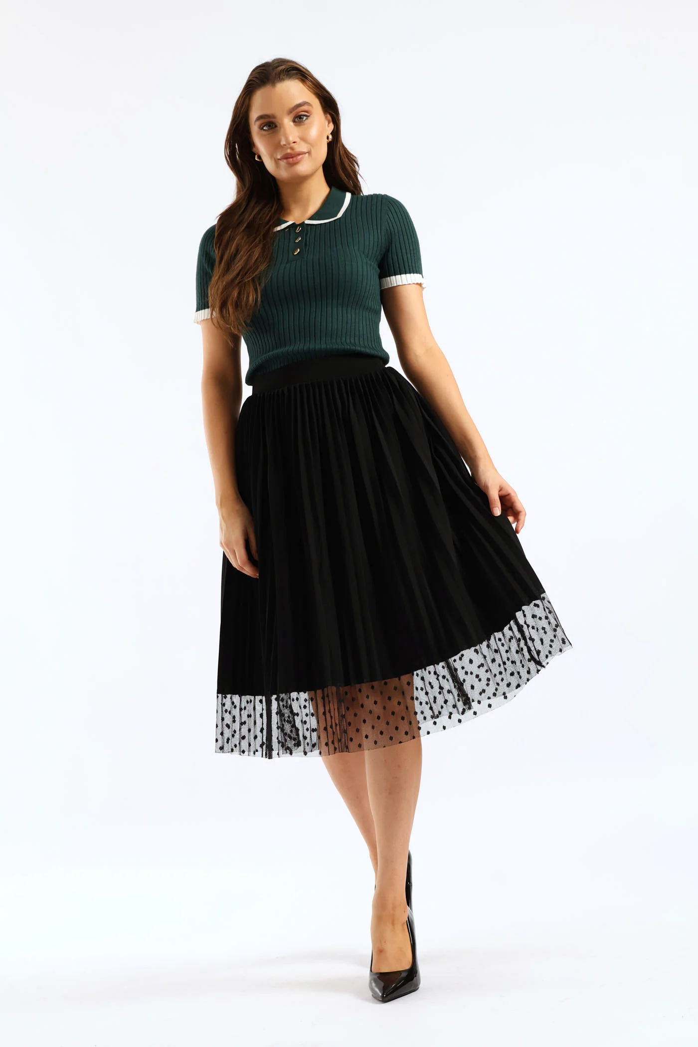 Ribbed Knitwear Golfer - Emerald - Image 3
