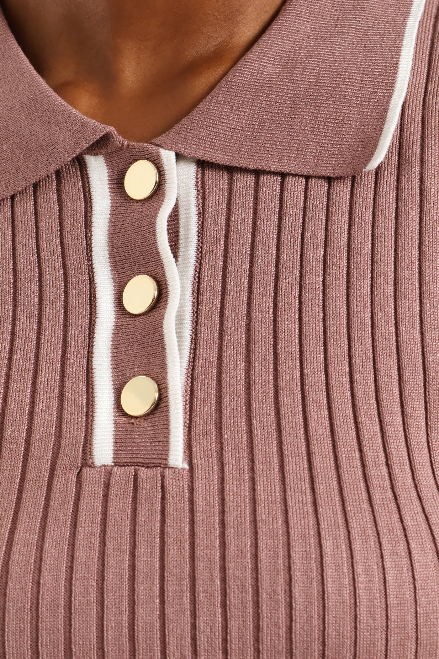 Ribbed Knitwear Golfer - Mauve - Image 2